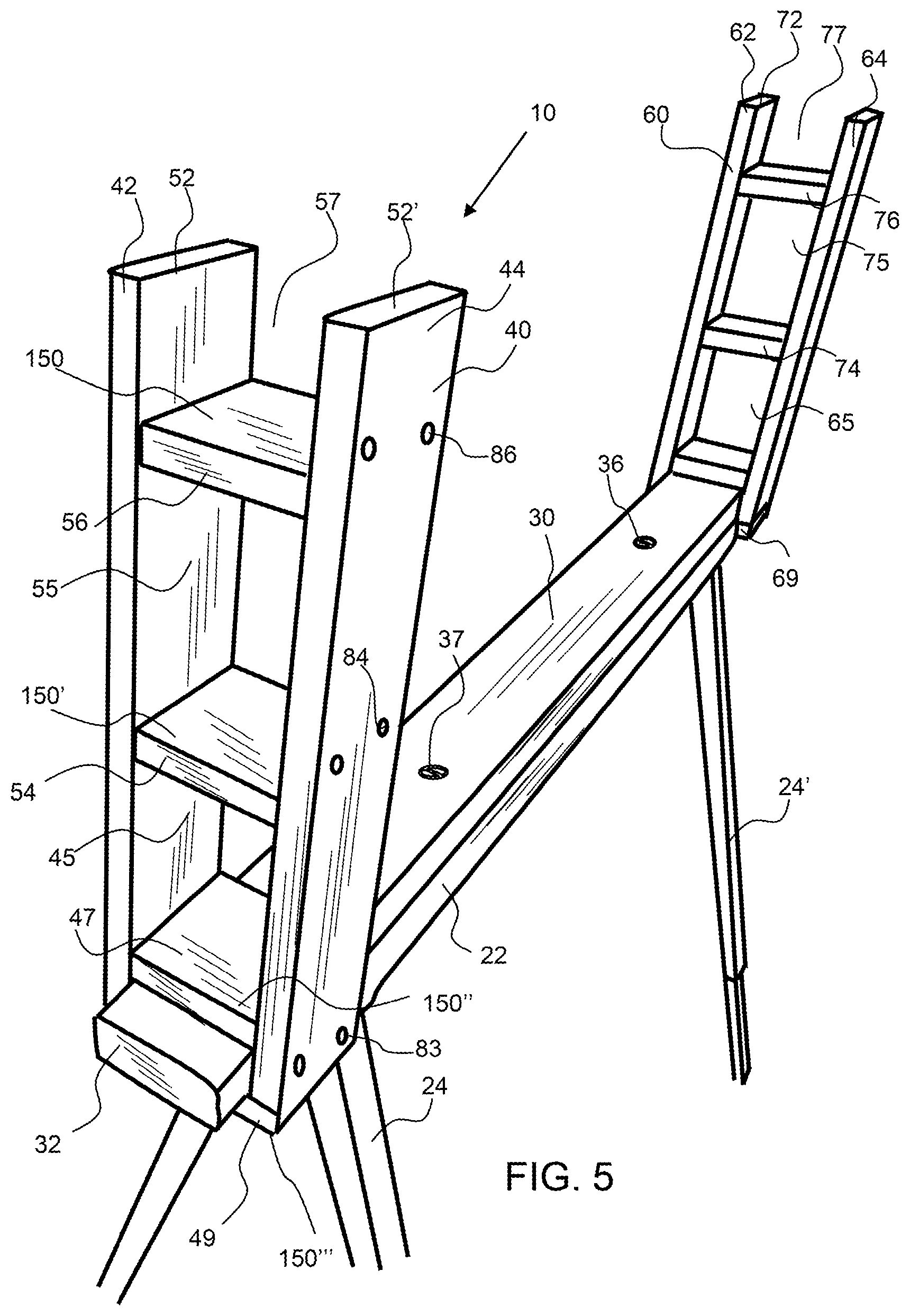 Patent US12318908 Figure 5 – Sawhorse extension rack system