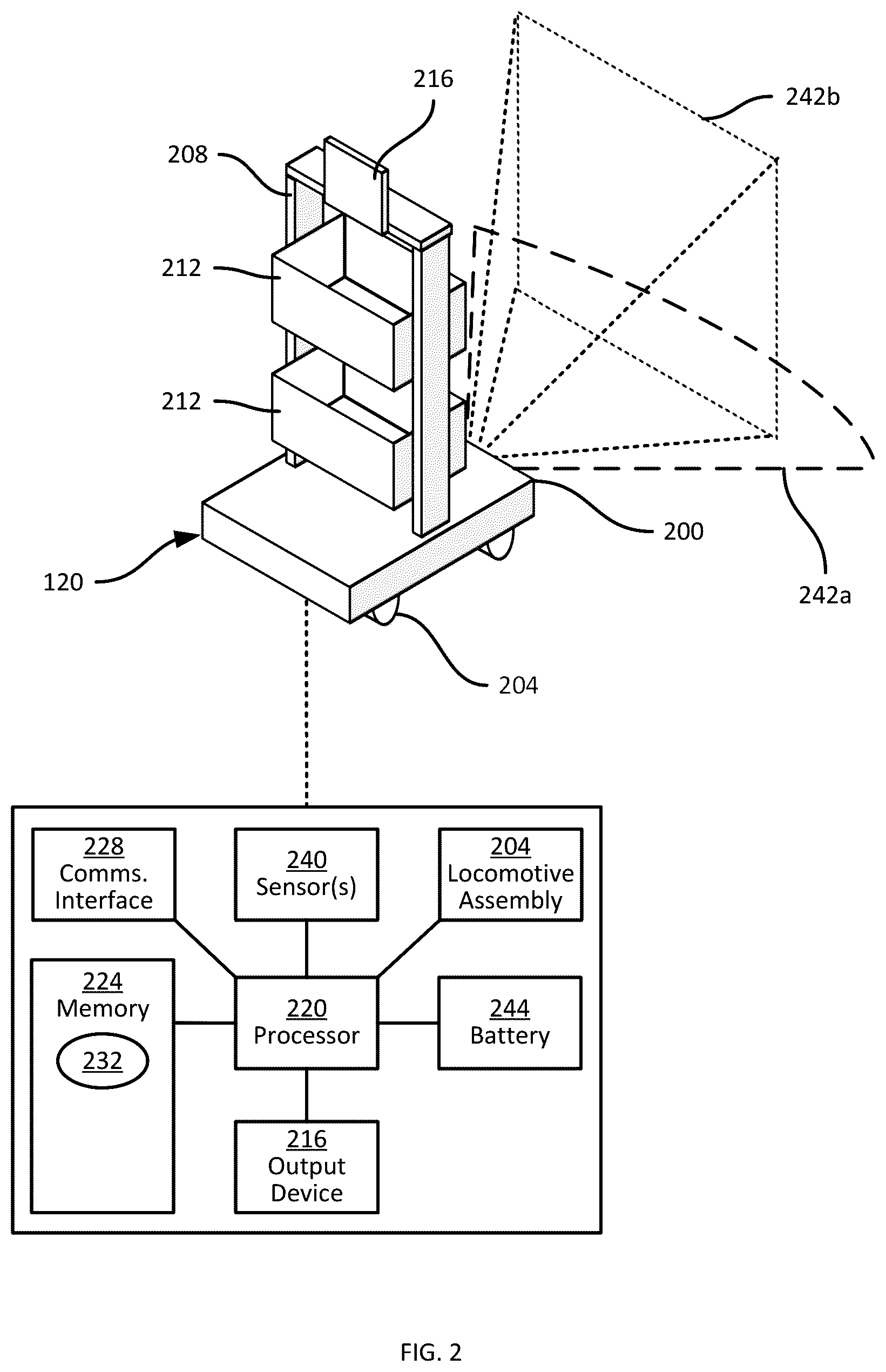 Patent US12318915 Figure 2 – Visual guidance for locating obstructed mobile robots