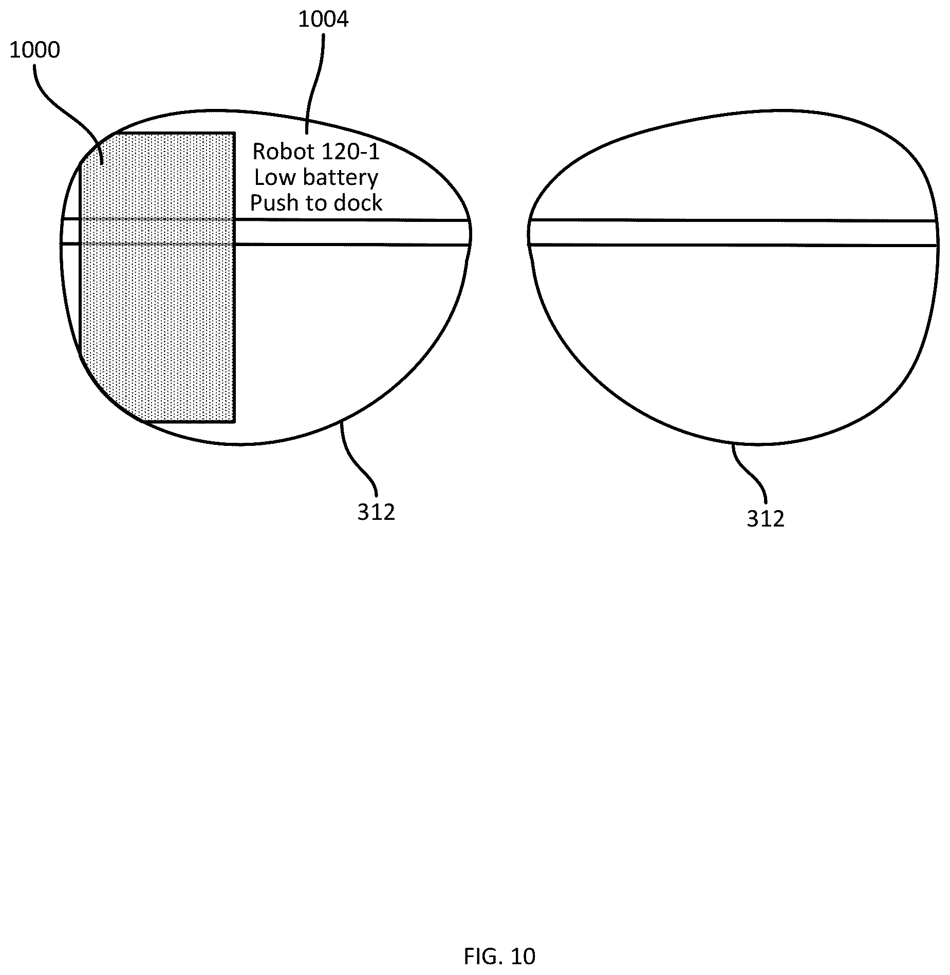 Patent US12318915 Figure 10 – Visual guidance for locating obstructed mobile robots