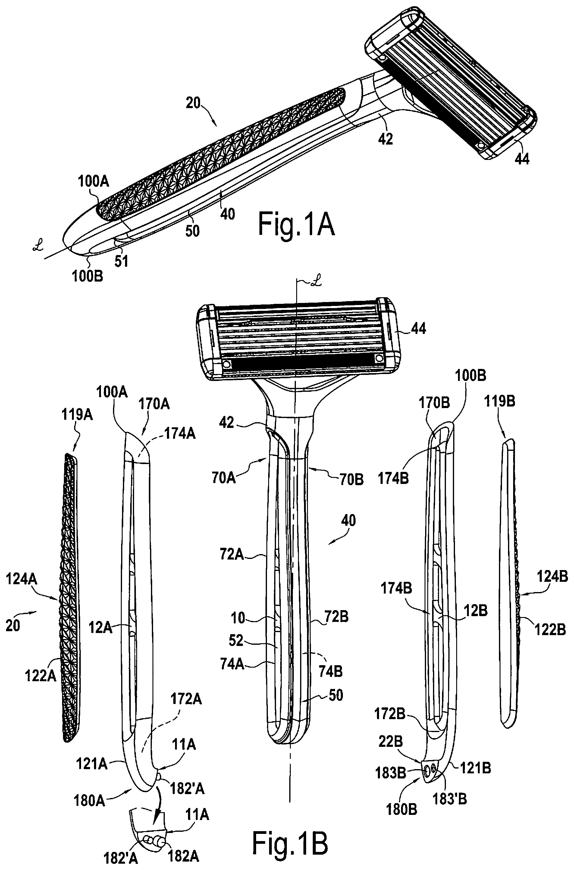 Patent US12318955 Figure 1 – Handle assembly and recycling process therefor