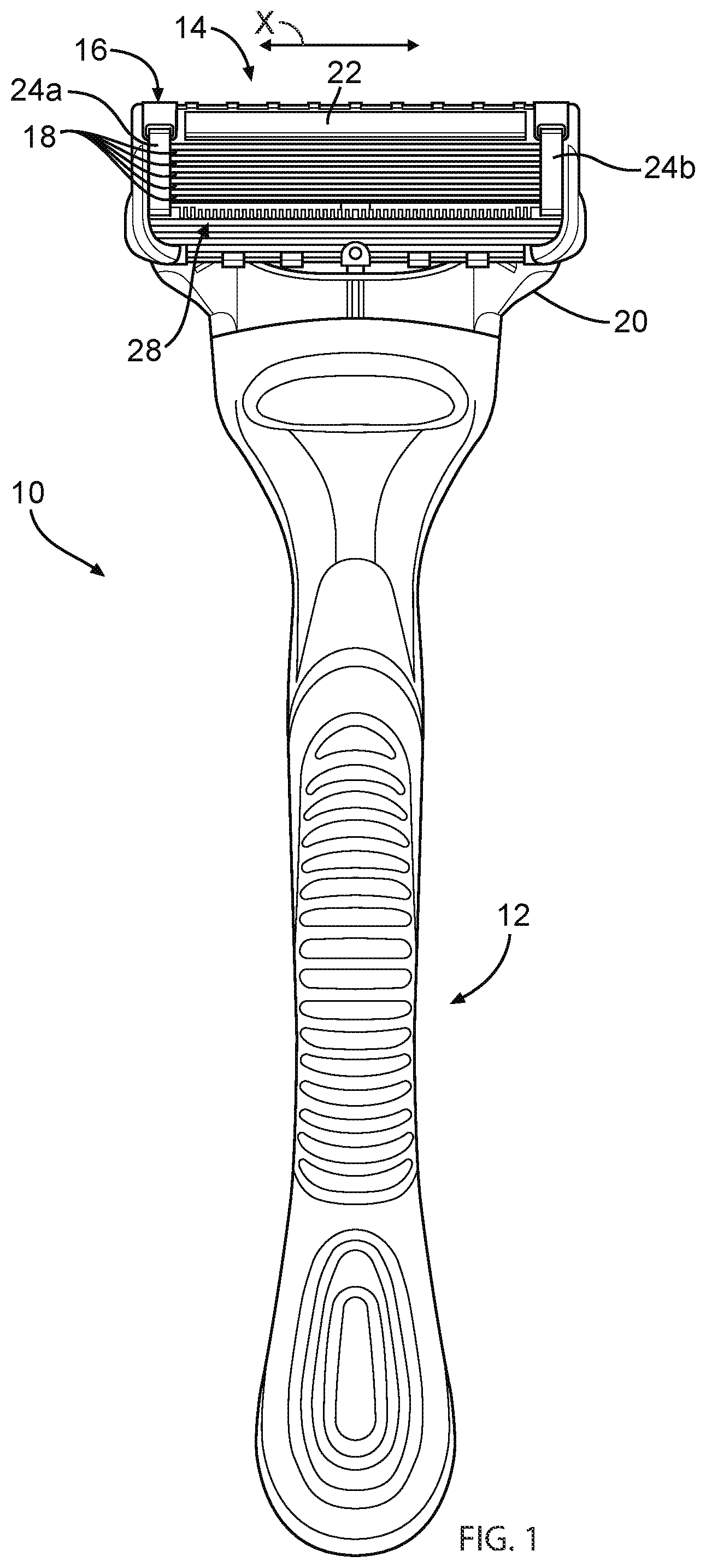 Patent US12318956 Figure 1 – Razor cartridge