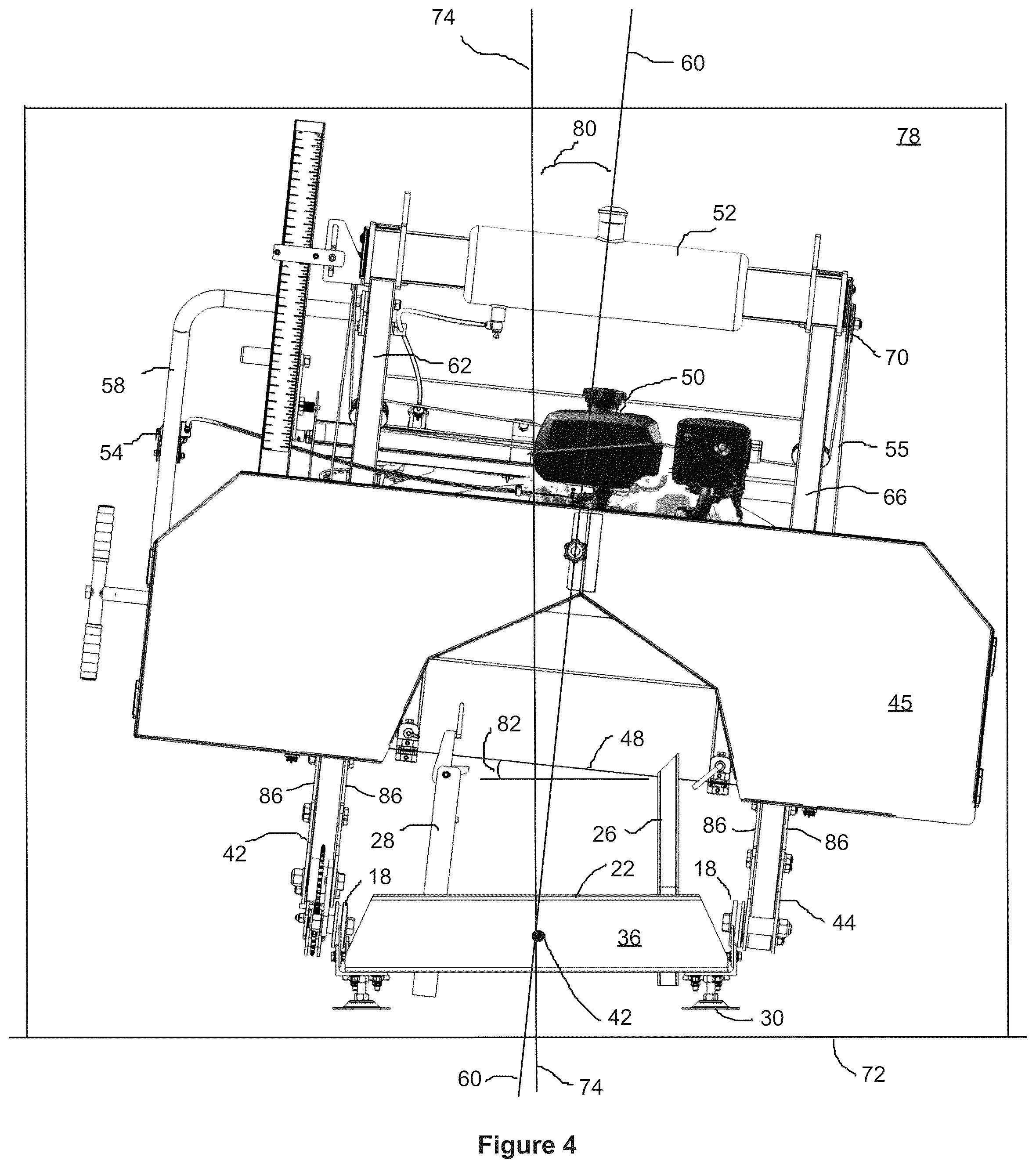 Patent US12318959 Figure 4 – Tiltable carriage assembly and sawmill incorporating same