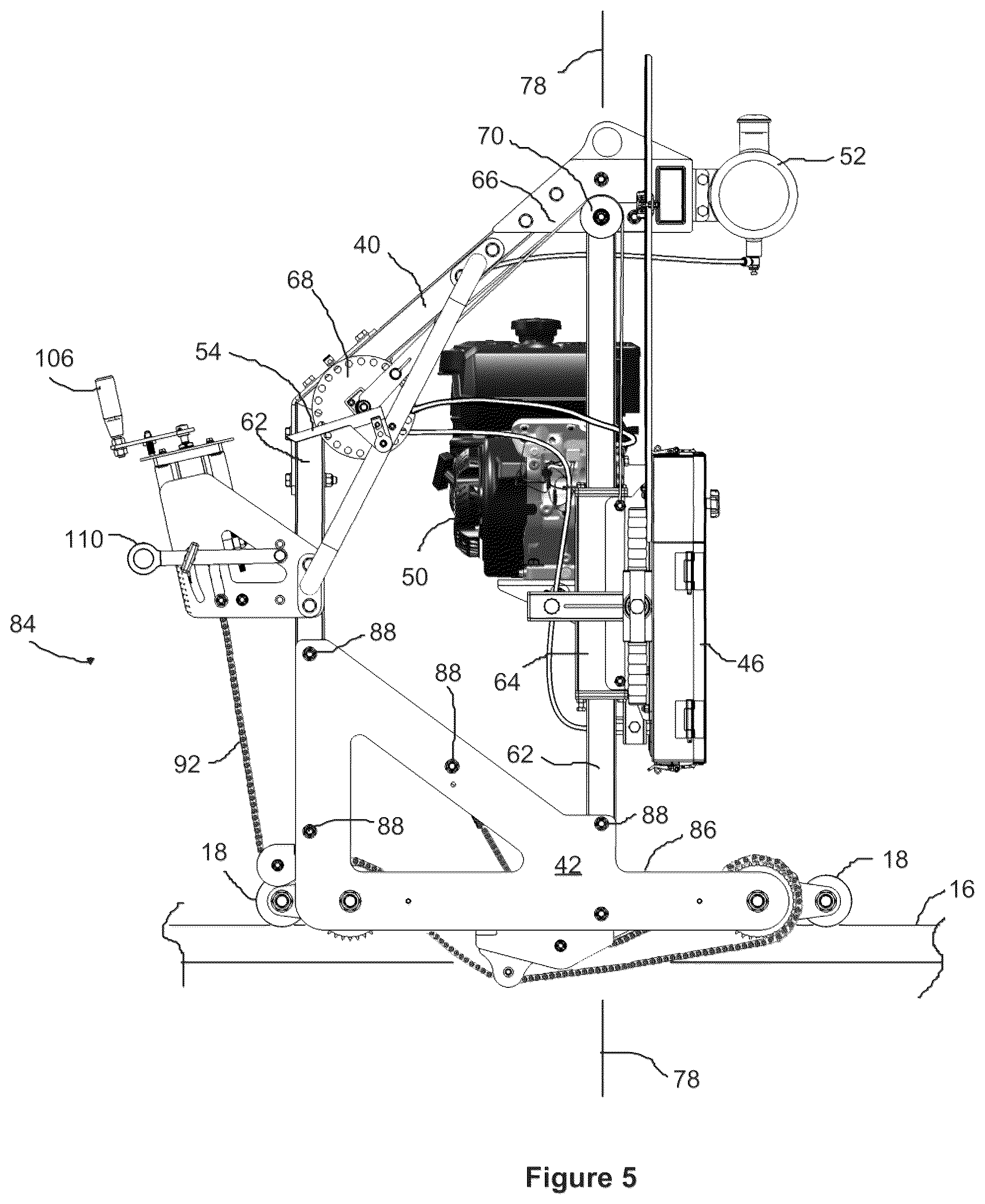Patent US12318959 Figure 5 – Tiltable carriage assembly and sawmill incorporating same
