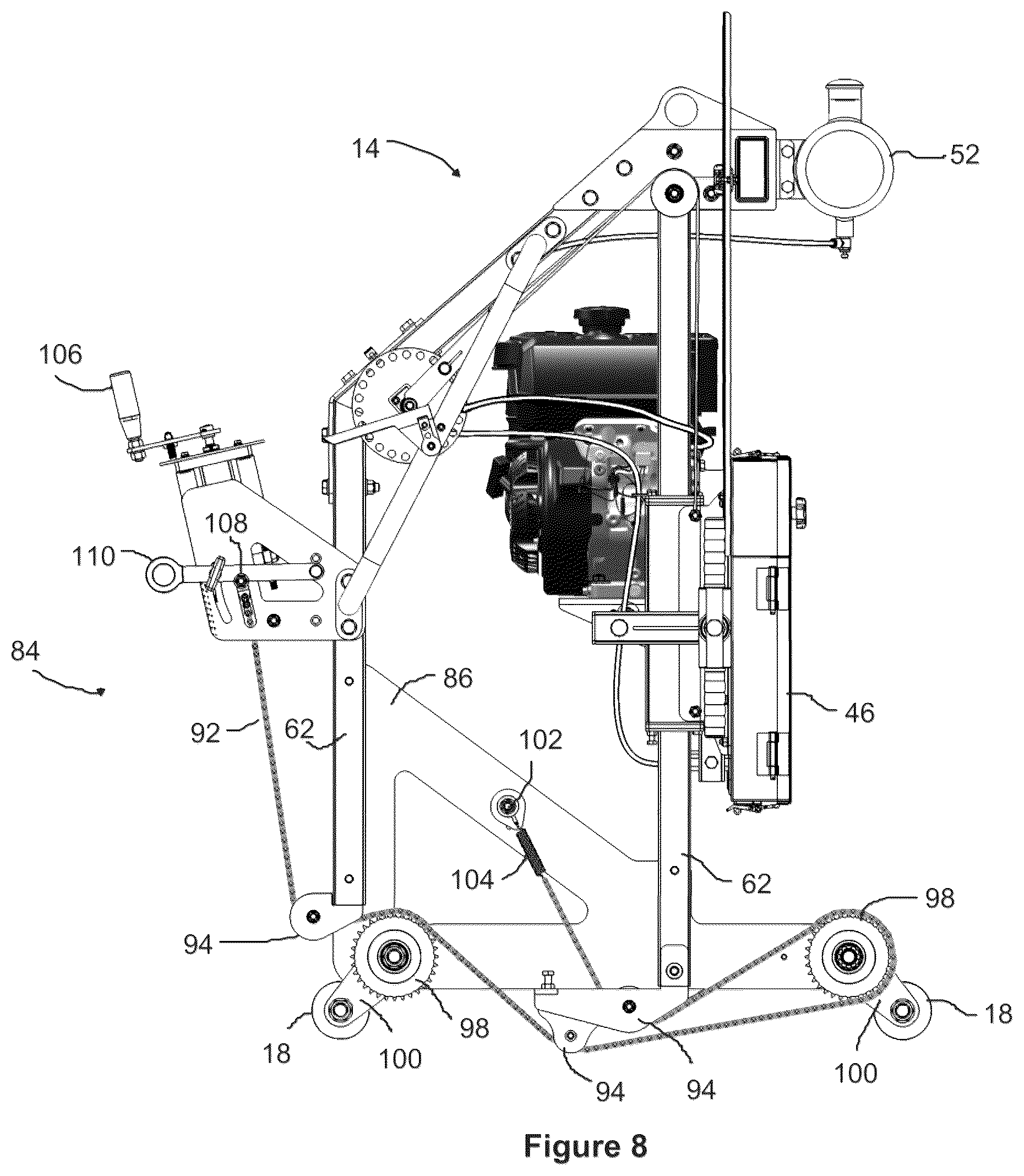 Patent US12318959 Figure 8 – Tiltable carriage assembly and sawmill incorporating same