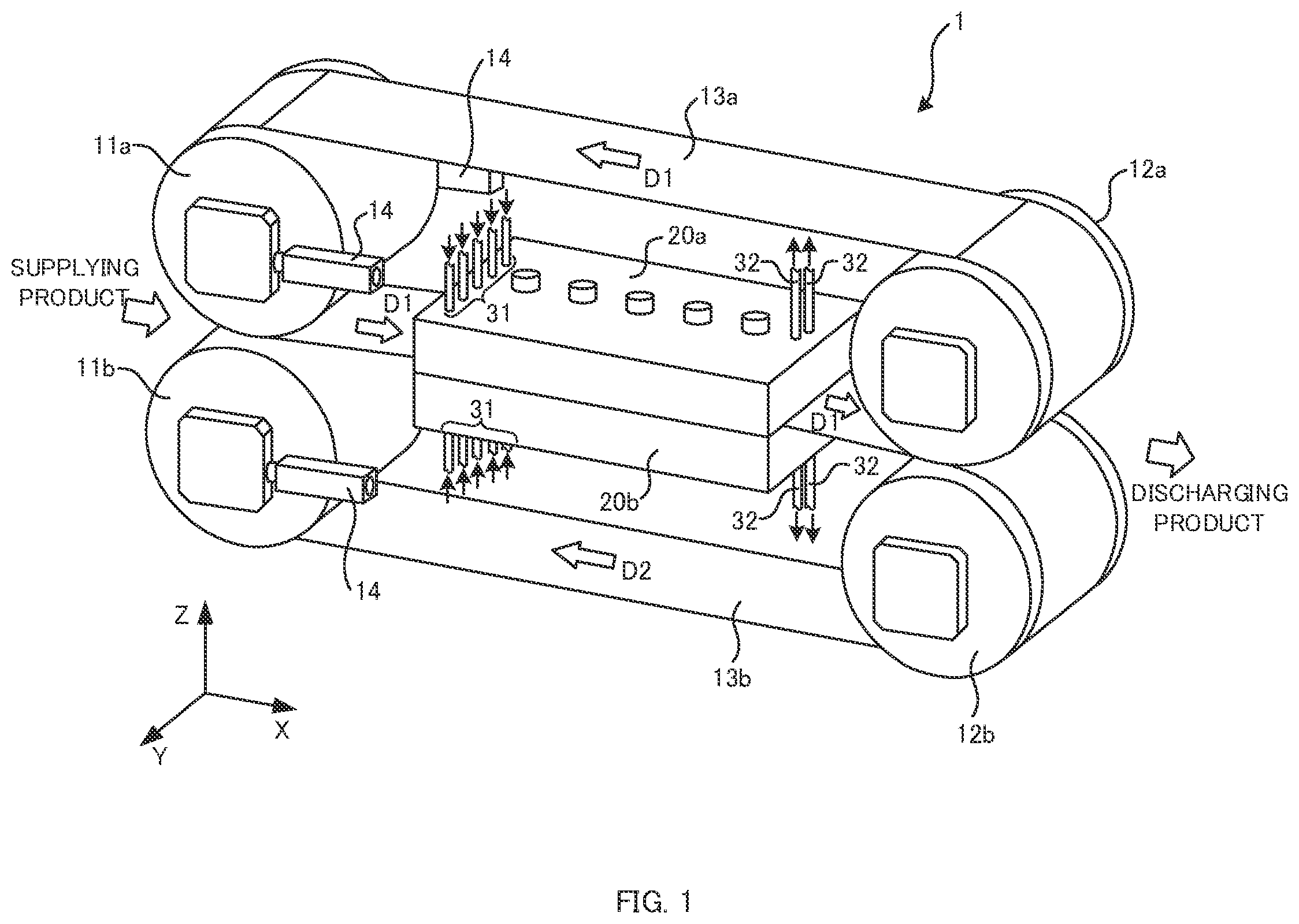 Patent US12318972 — Double-belt press — Figure 1