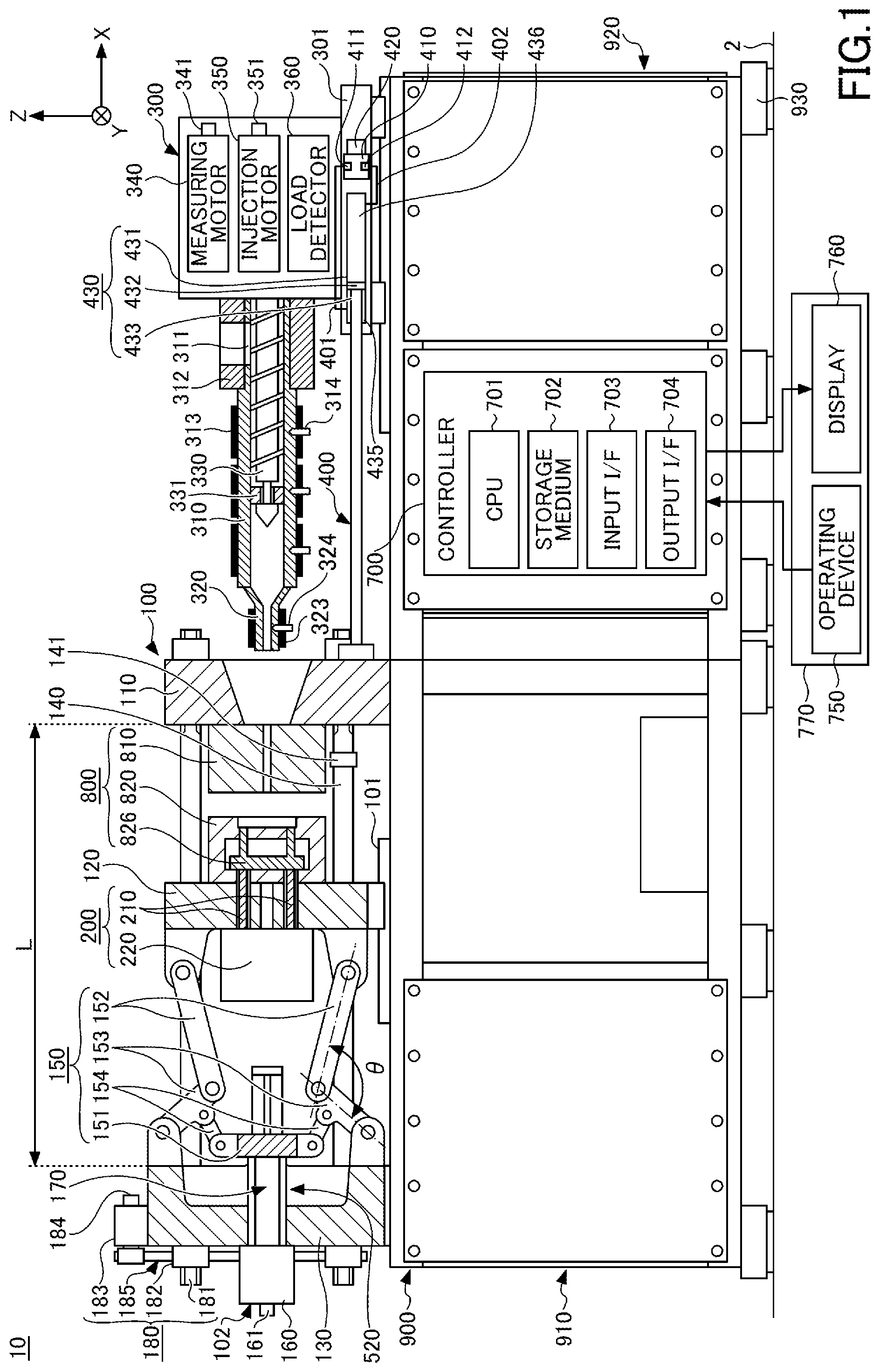 Patent US12318984 Figure 1 – Controller of injection molding machine and method of controlling injection molding machine