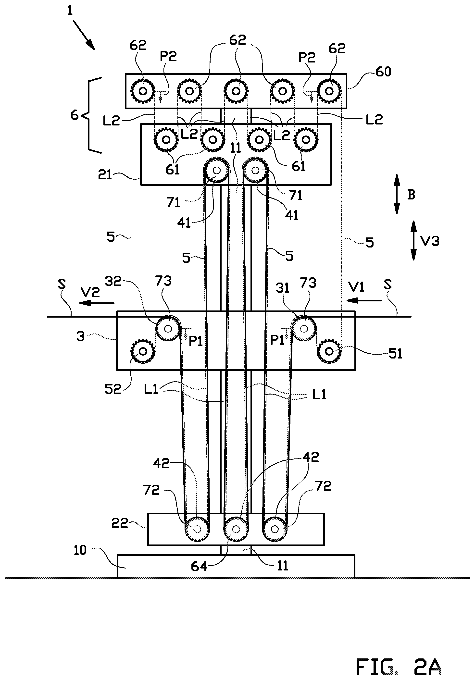 Patent US12318986 Figure 2 – Festooner and method for buffering a strip