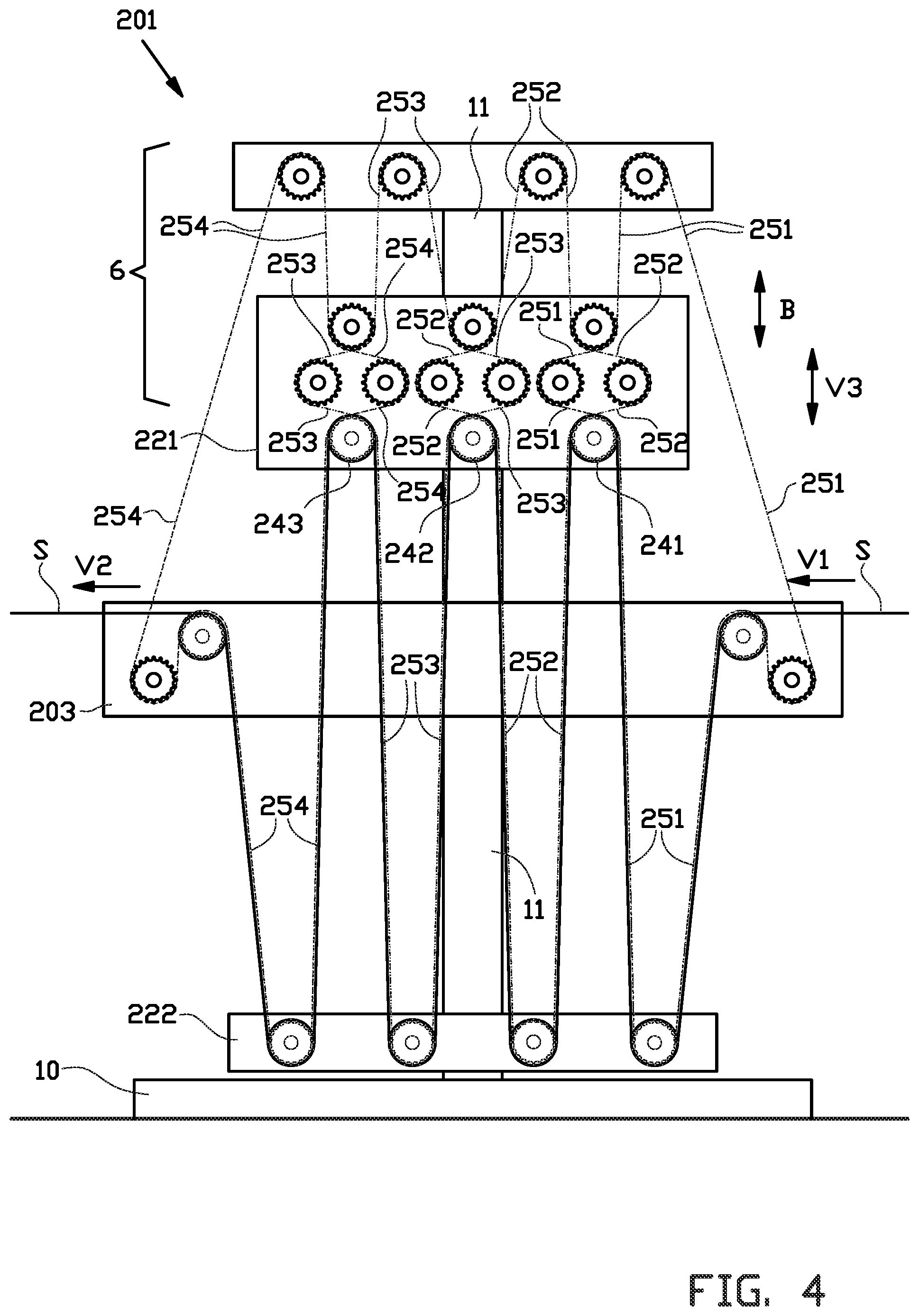 Patent US12318986 Figure 5 – Festooner and method for buffering a strip