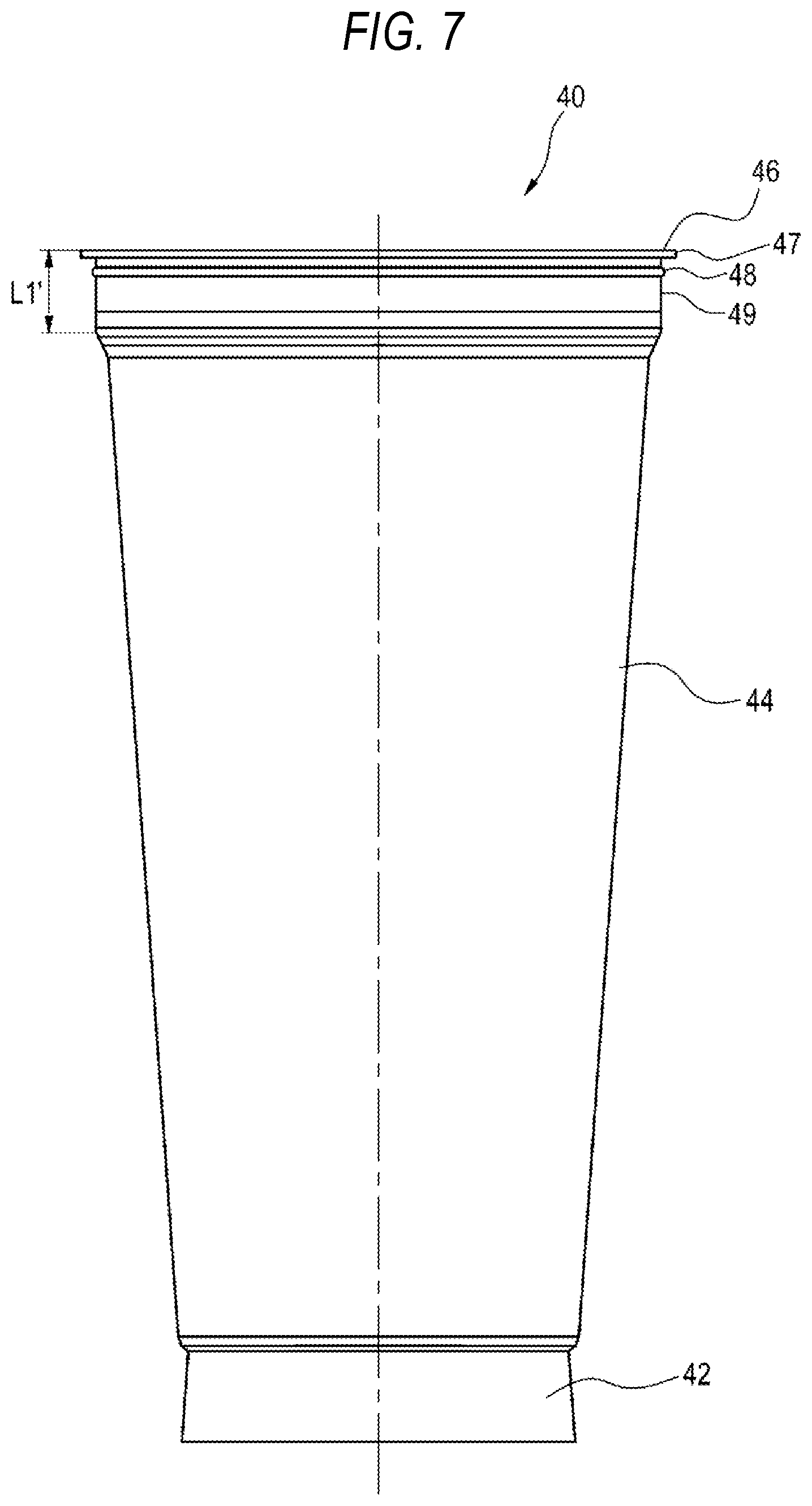Patent US12318989 Figure 7 – Method for manufacturing resin wide-mouthed container, manufacturing device, and resin wide-mouthed container