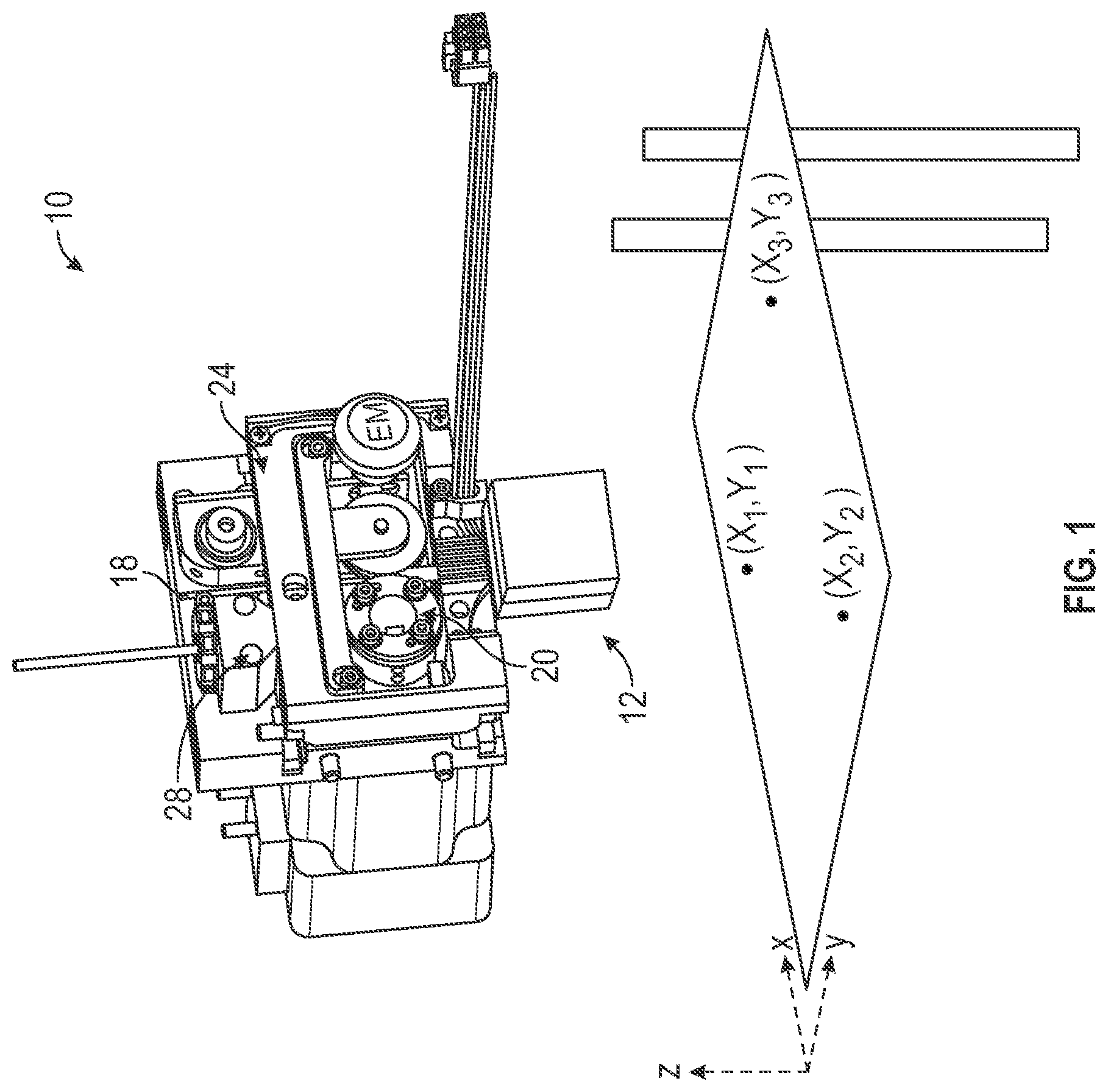 Patent US12318997 Figure 1 – Nozzle assembly with a serpentine path for printer head of 3D printer