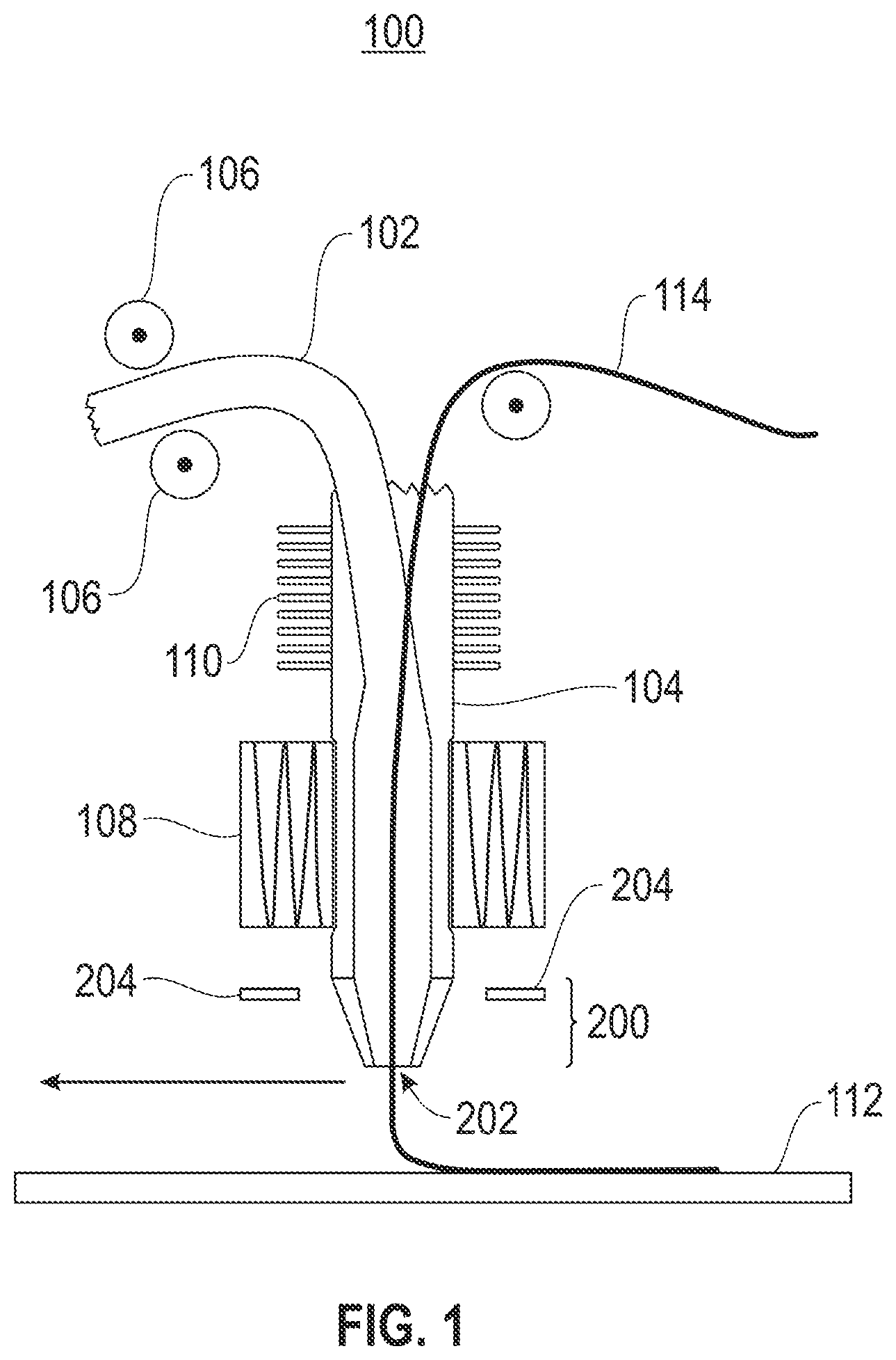 Patent US12318998 — Three-dimensional printer nozzle for programmatic nozzle opening cross-sectional profile control — Figure 1