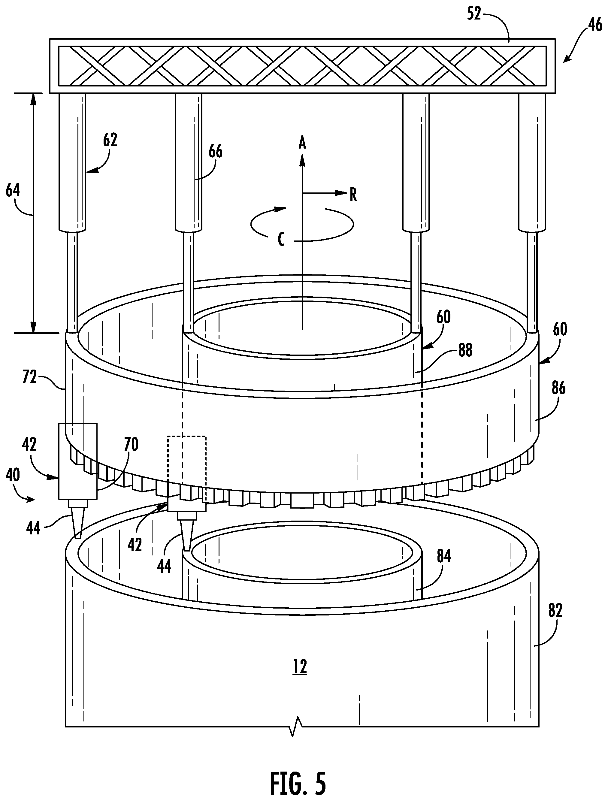 Patent US12319001 Figure 5 – Methods of additively manufacturing tower structures with coiled polymer reinforcement members