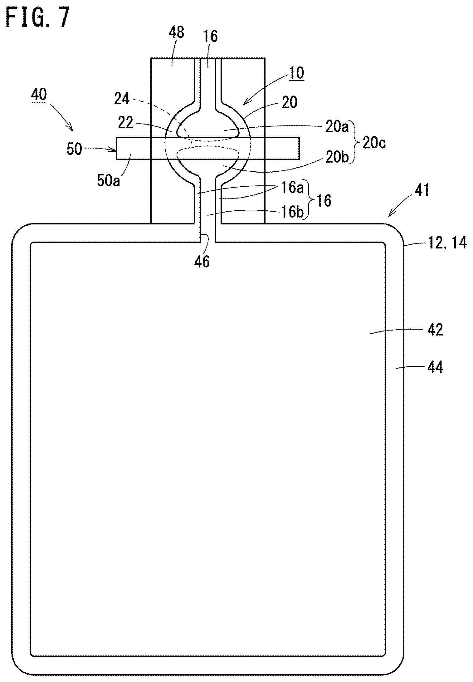 Patent US12319008 Figure 7 – Flow path sealing structure, bag-shaped container, and method of manufacturing the same