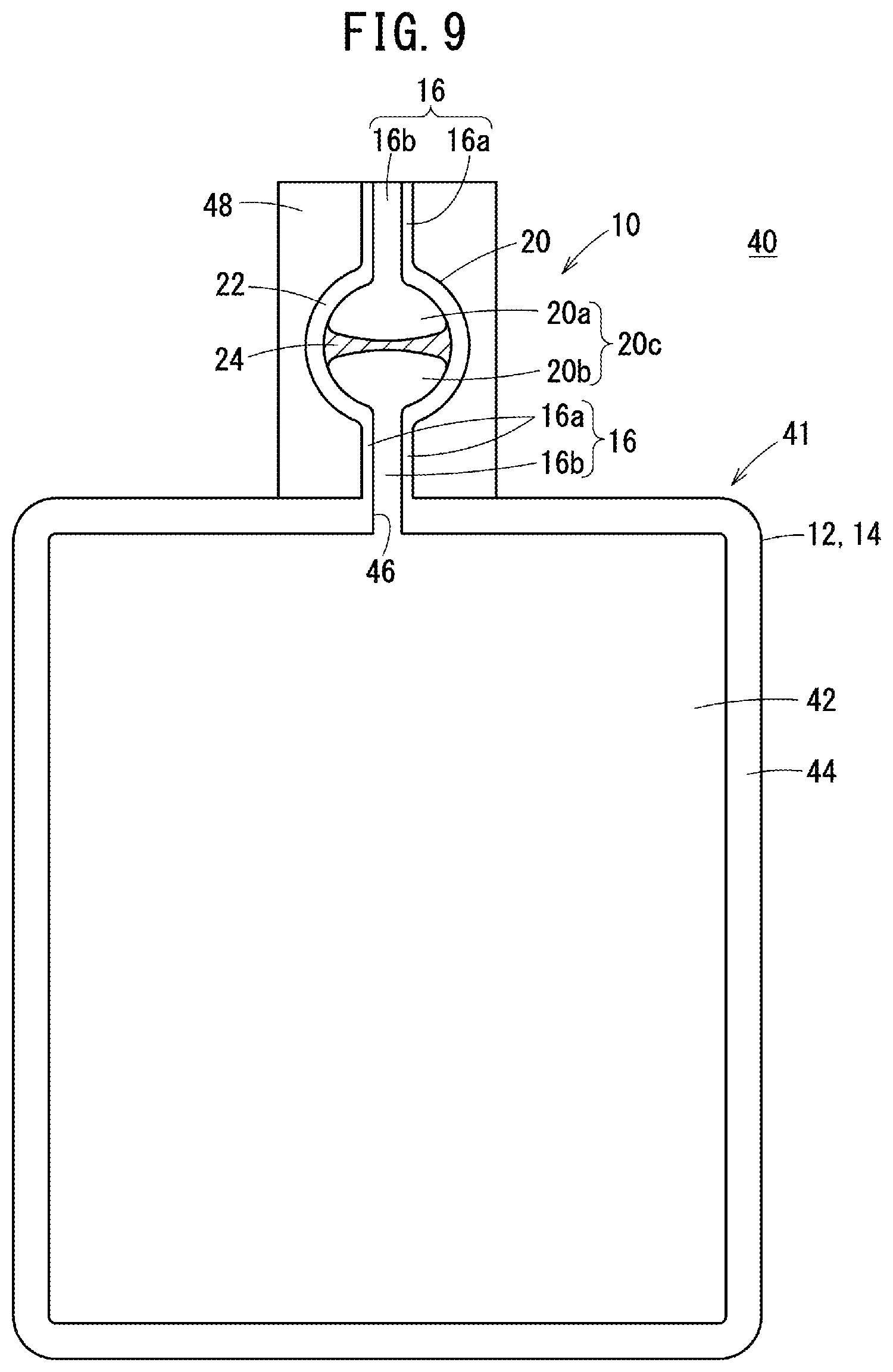 Patent US12319008 Figure 9 – Flow path sealing structure, bag-shaped container, and method of manufacturing the same