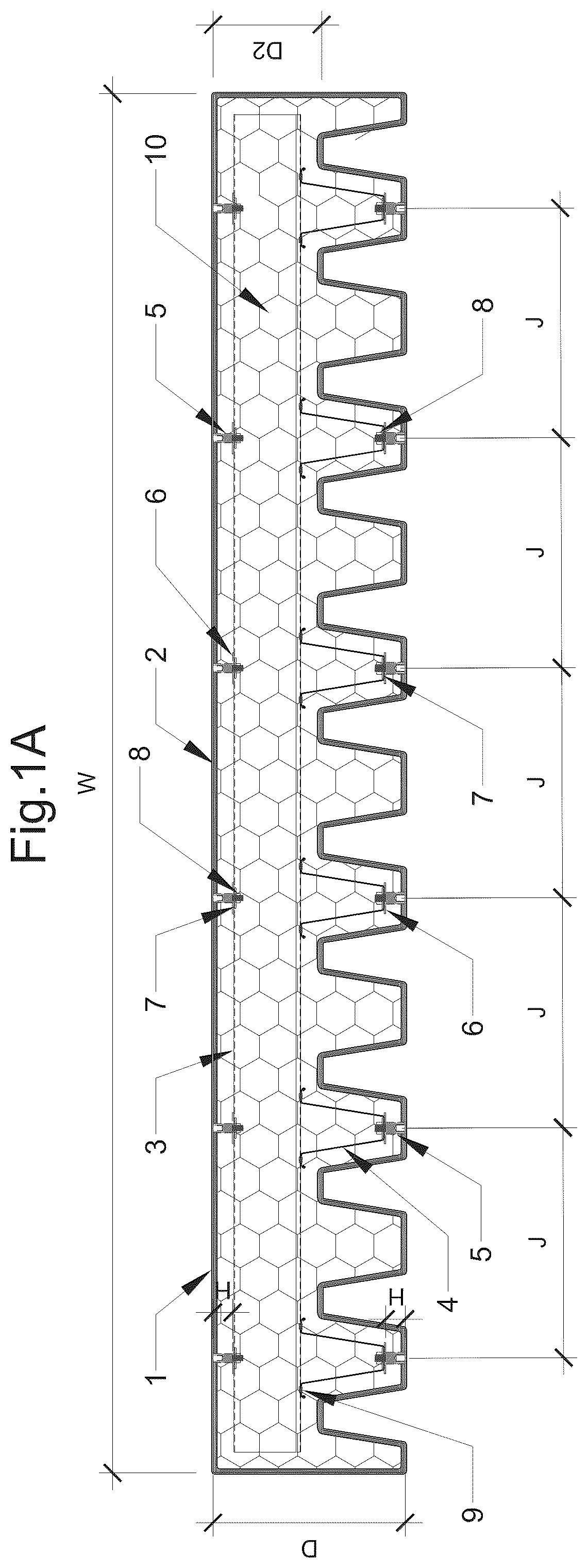 Patent US12319011 Figure 2 – Sandwich panel and building module