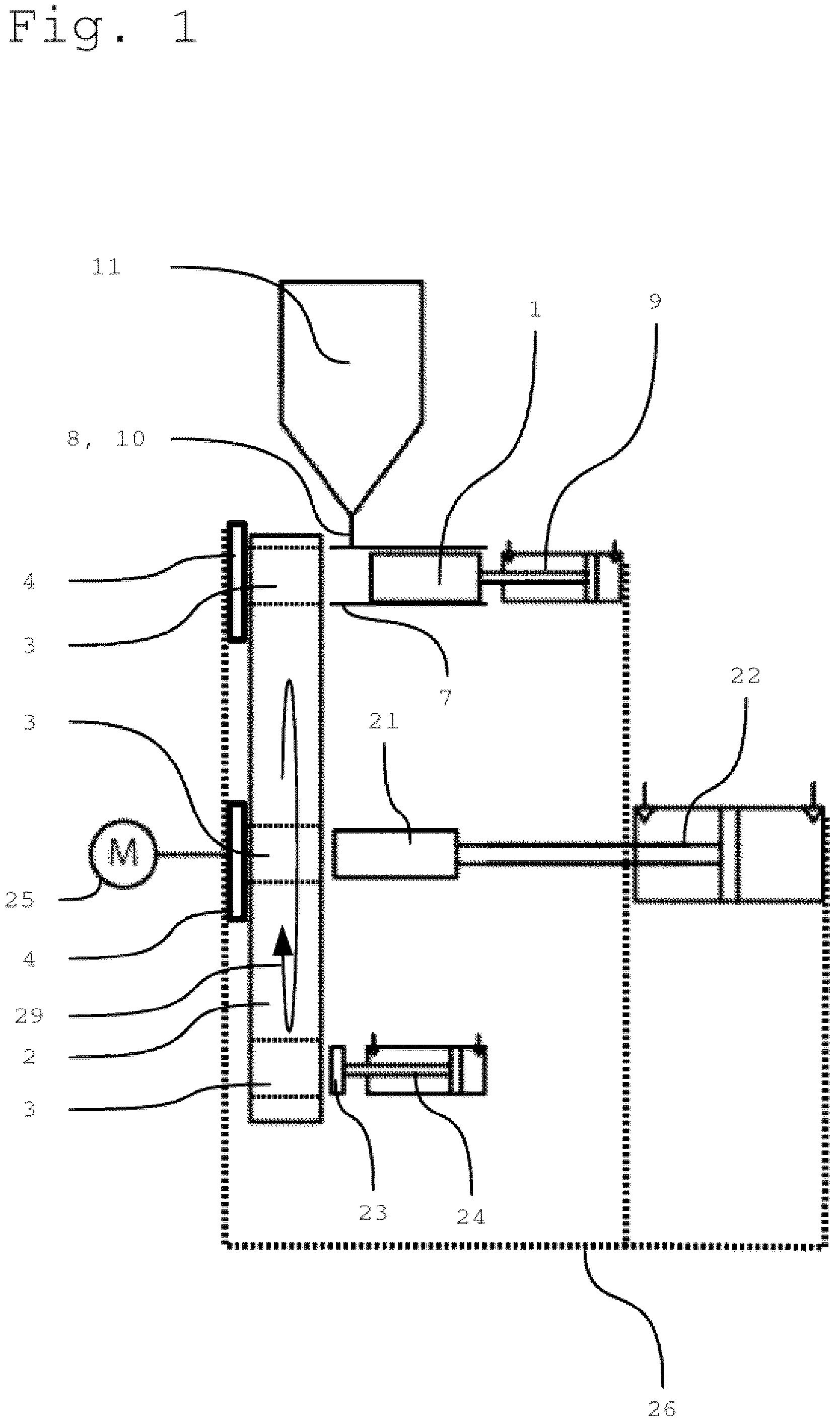 Patent US12319021 Figure 1 – Method for producing pressed products and assembly for producing pressed products