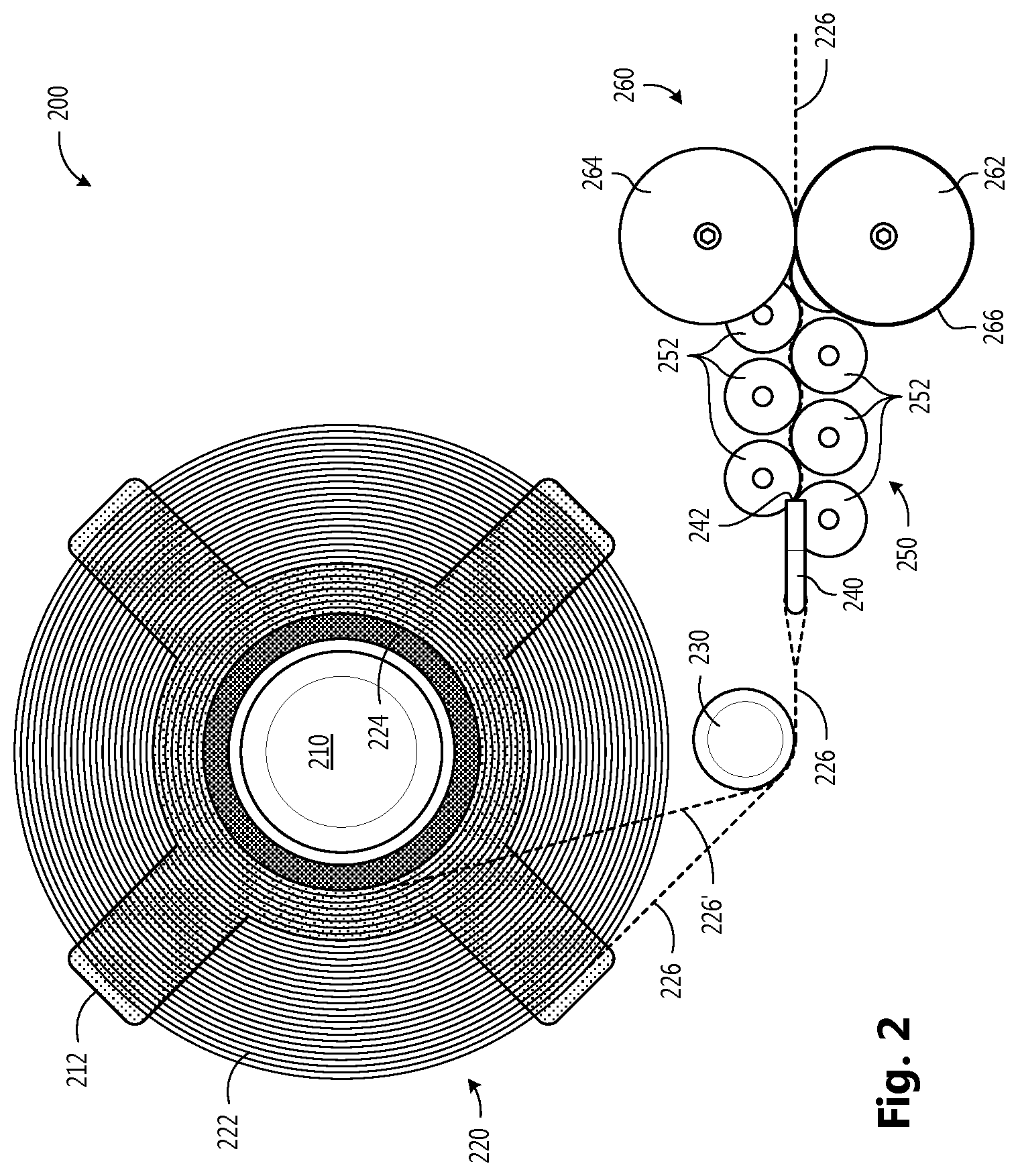 Patent US12319025 Figure 2 – Passive tracking for inflatable webs along inflation nozzle