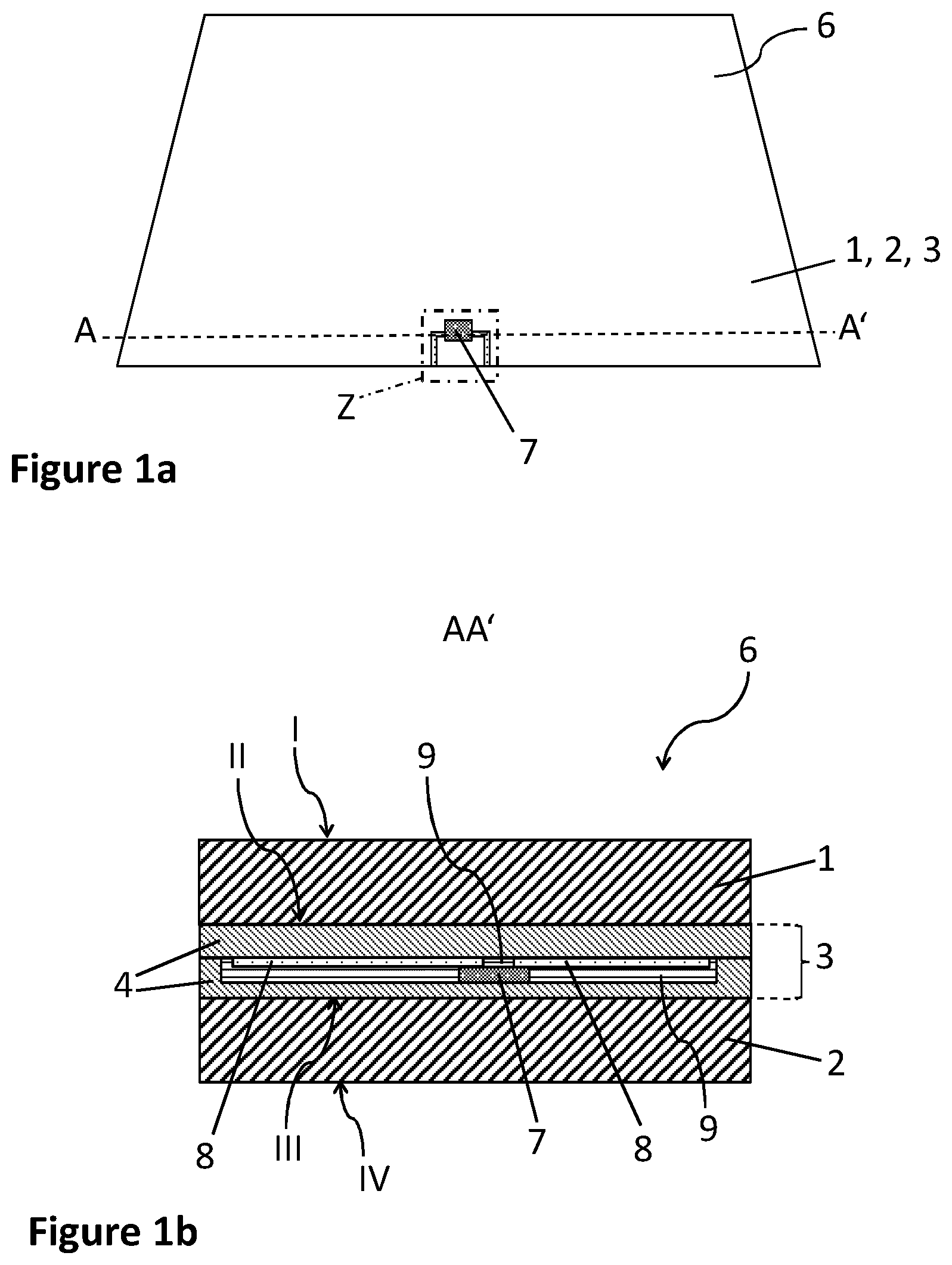 Patent US12319031 Figure 1 – Composite pane comprising electrical component with protective coating
