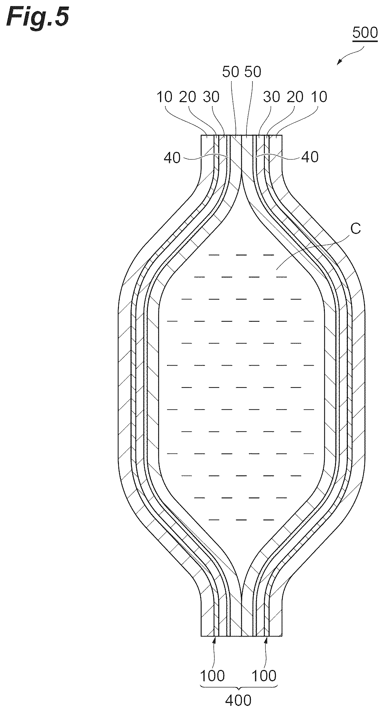 Patent US12319035 Figure 5 – Laminated film and packaging bag