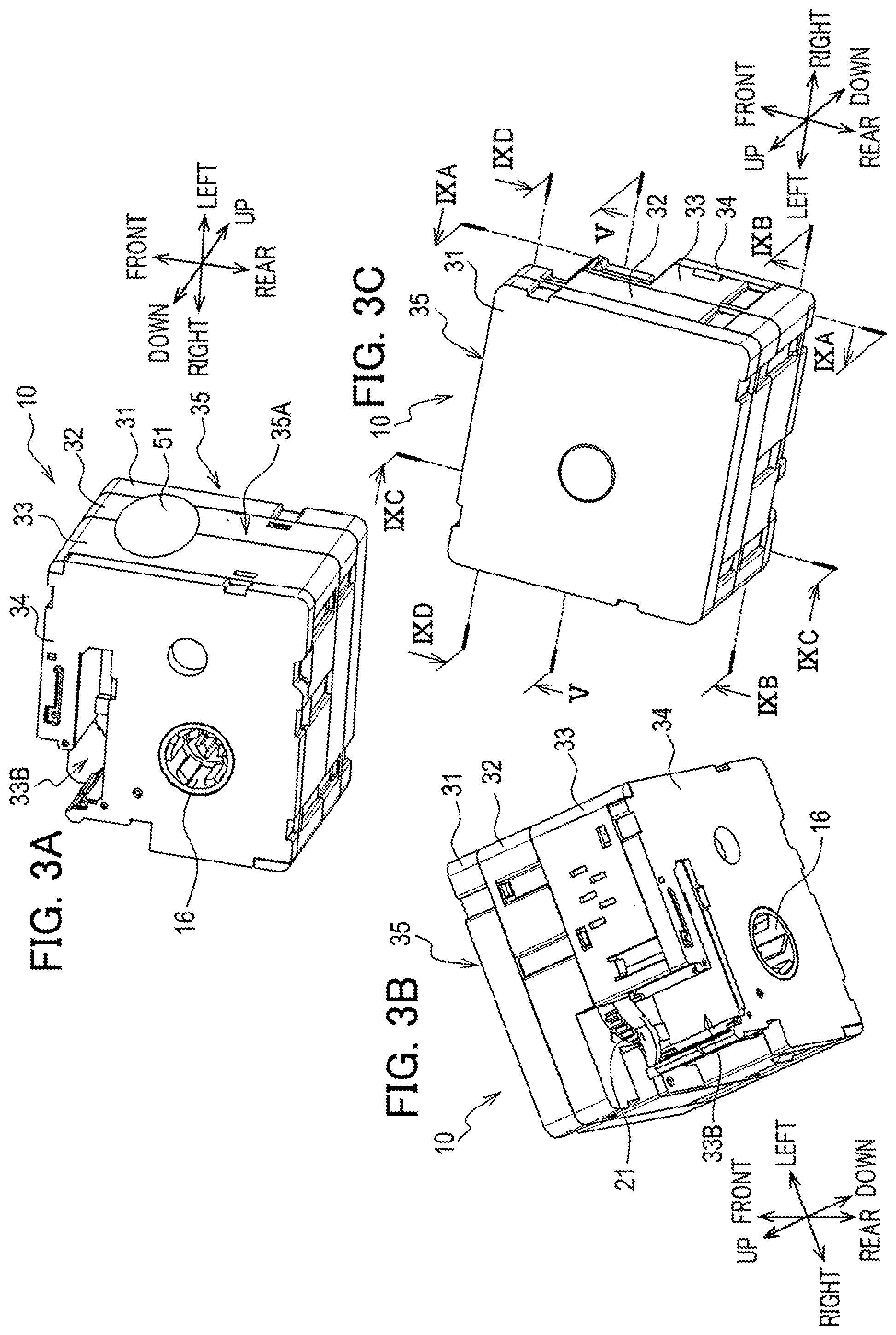 Patent US12319054 Figure 3 – Printing cassette including case housing therein printing tape, and label affixed to case and having RFID tag
