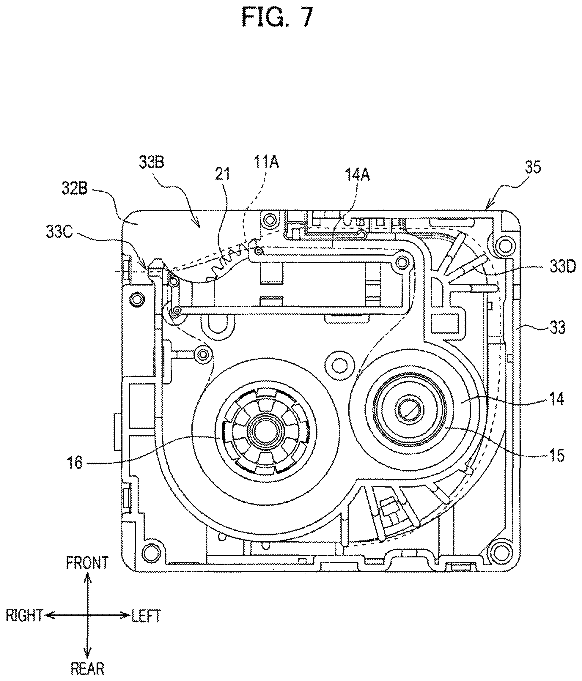 Patent US12319054 Figure 7 – Printing cassette including case housing therein printing tape, and label affixed to case and having RFID tag