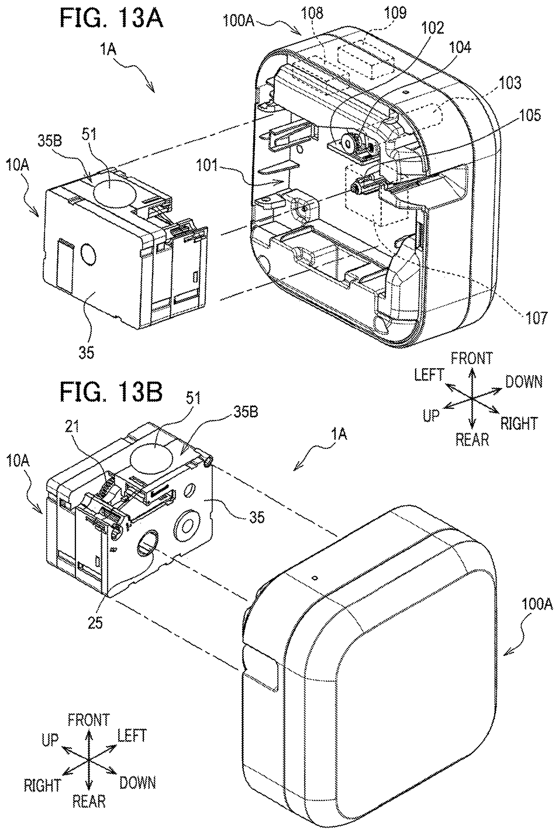 Patent US12319054 Figure 13 – Printing cassette including case housing therein printing tape, and label affixed to case and having RFID tag