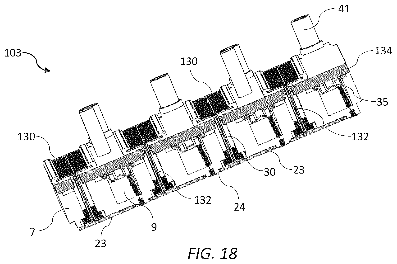 Patent US12319062 Figure 9 – Printhead module having alternate PCBs and rows of print chips