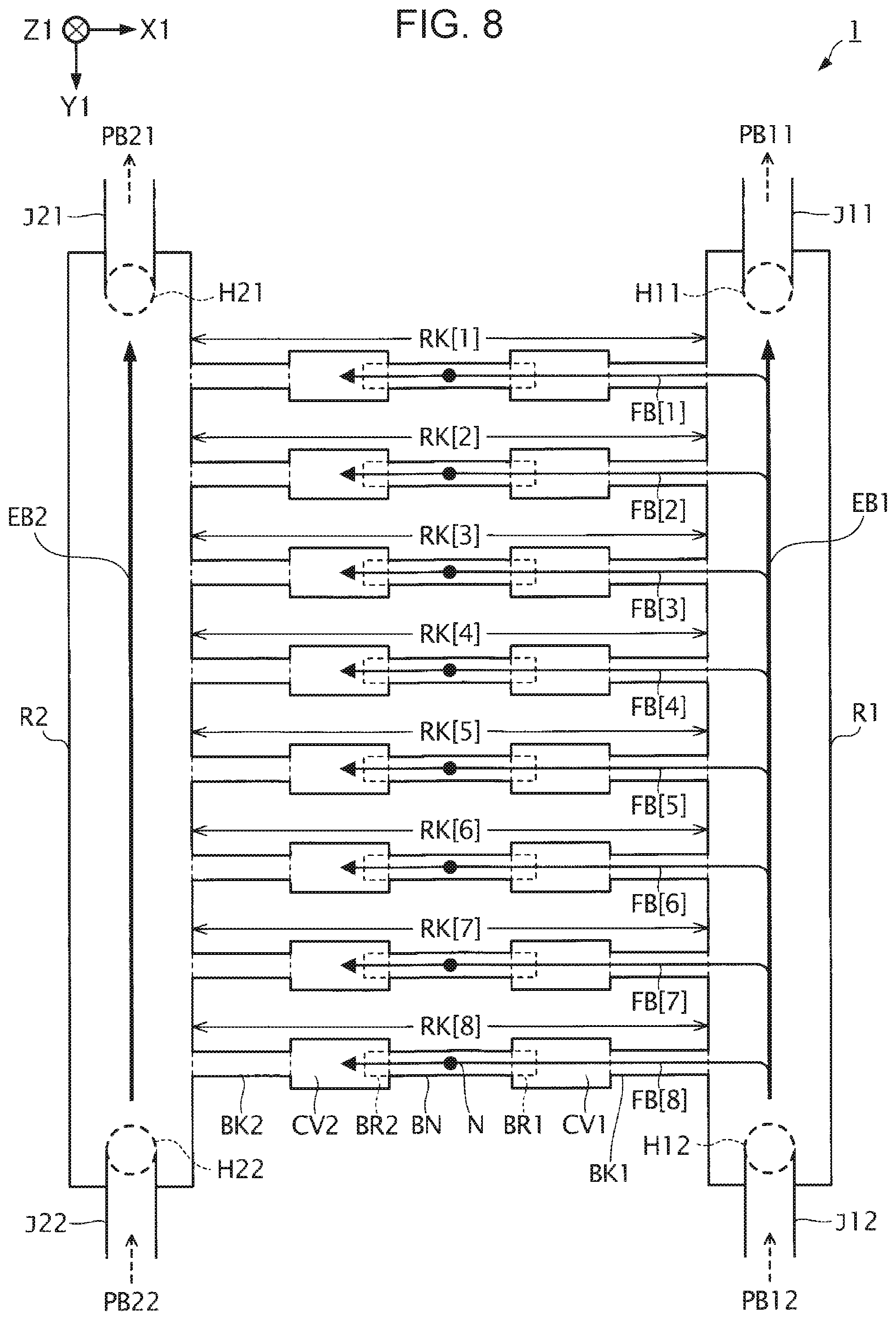 Patent US12319068 Figure 8 – Liquid discharging head and liquid discharging apparatus