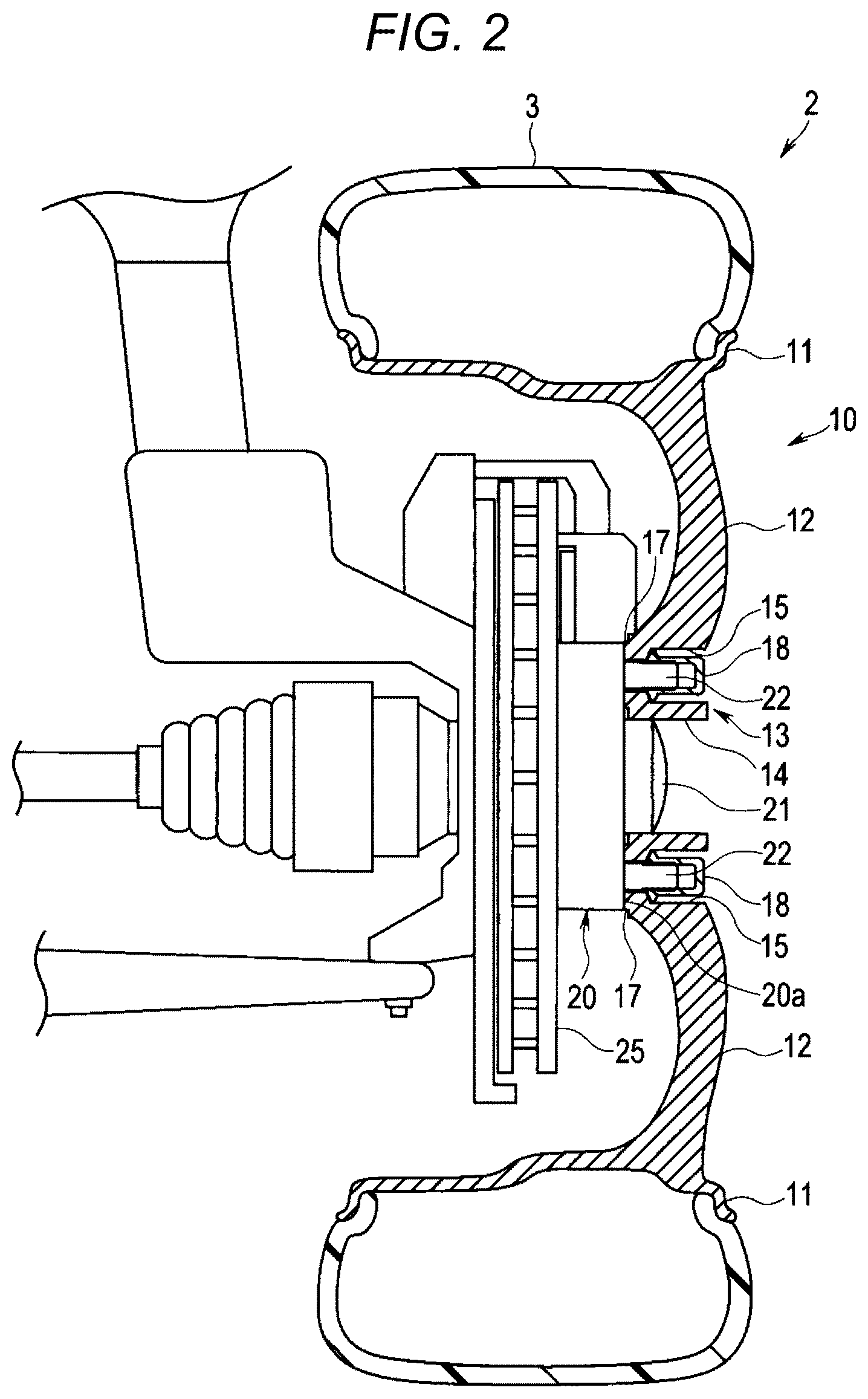 Patent US12319087 Figure 2 – Vehicle wheel element structure