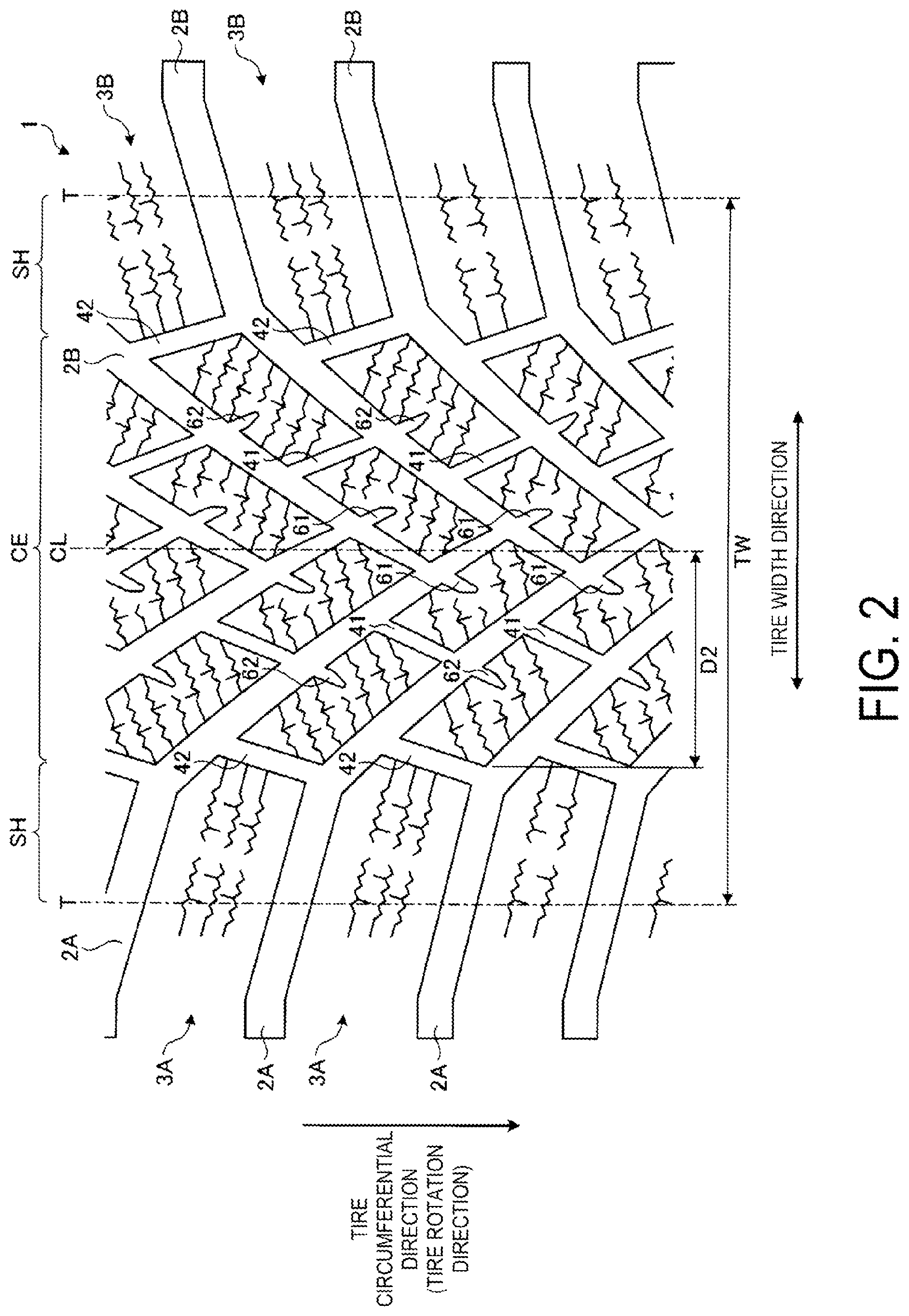 Patent US12319093 Figure 2 – Pneumatic tire