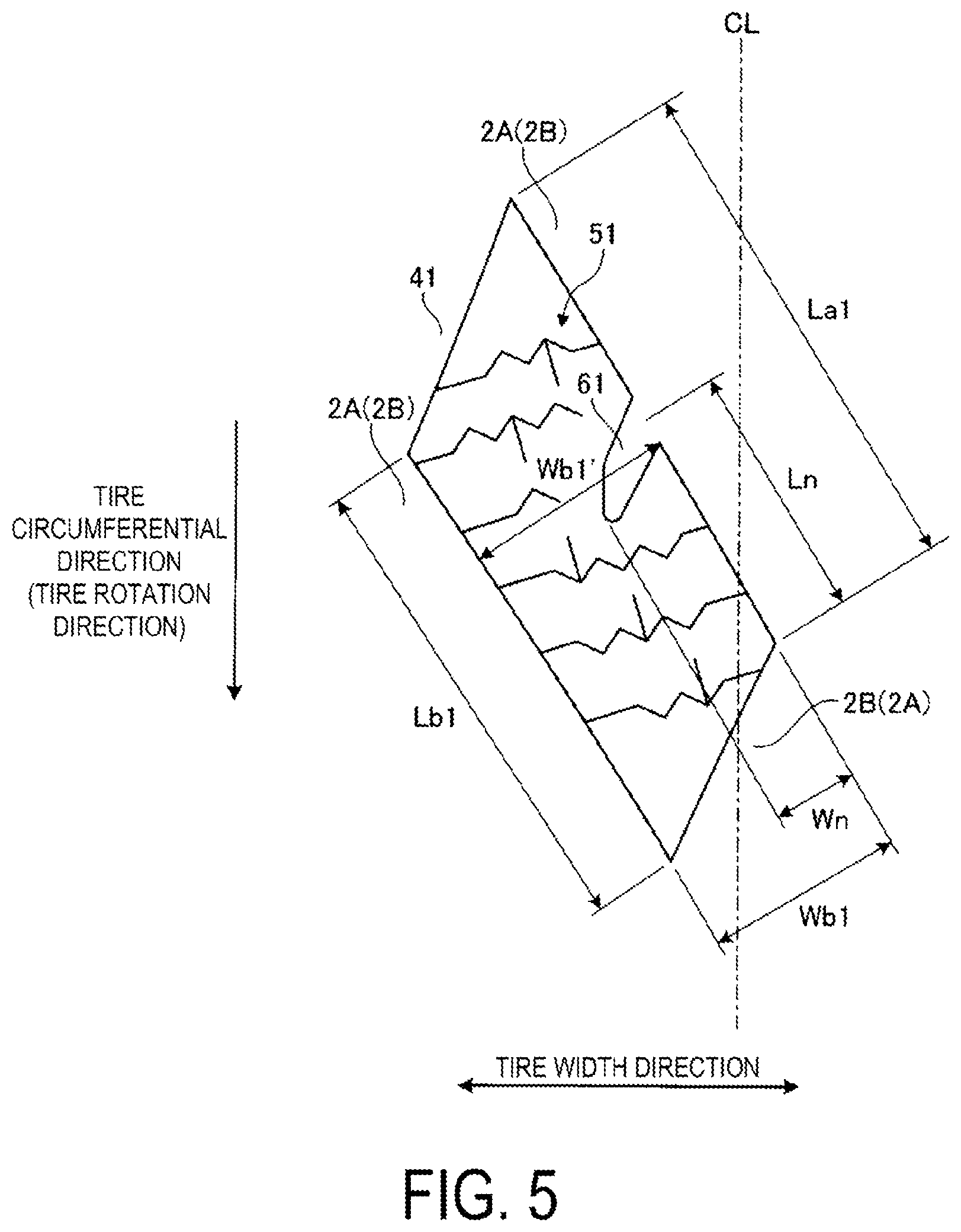 Patent US12319093 Figure 5 – Pneumatic tire