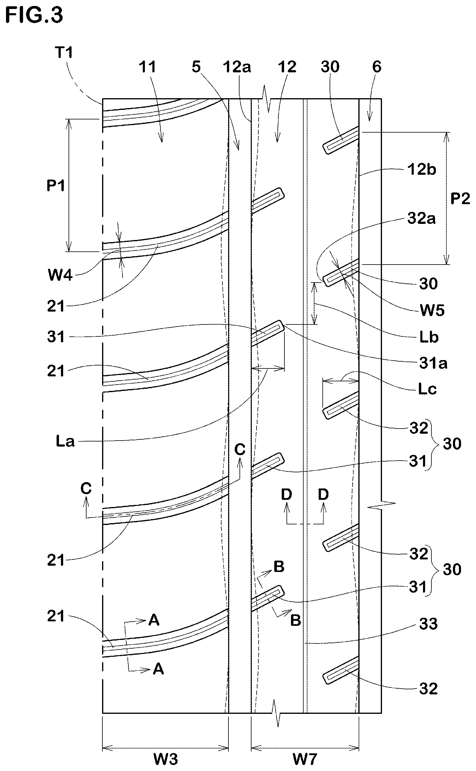 Patent US12319094 Figure 3 – Tire