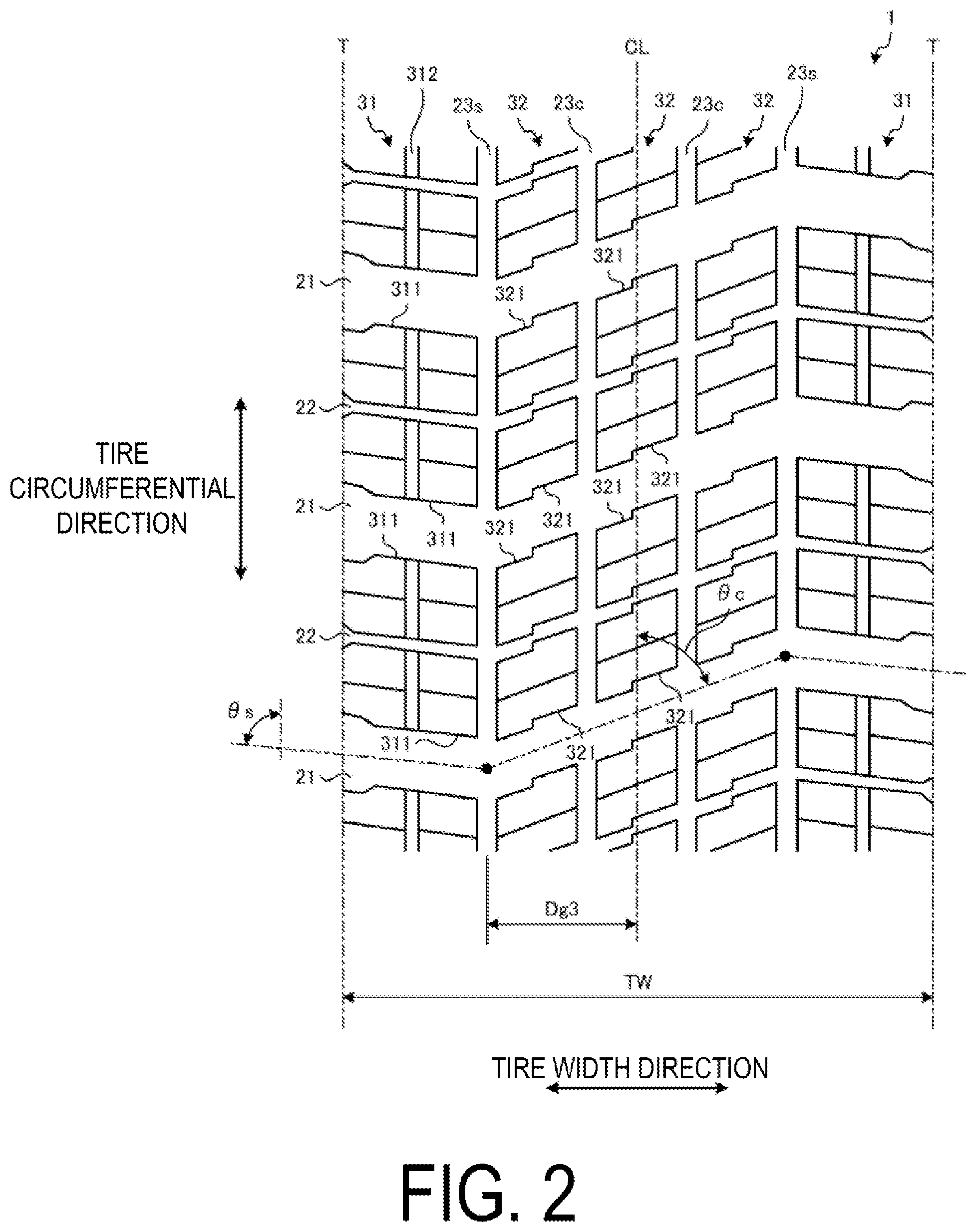 Patent US12319096 Figure 2 – Tire
