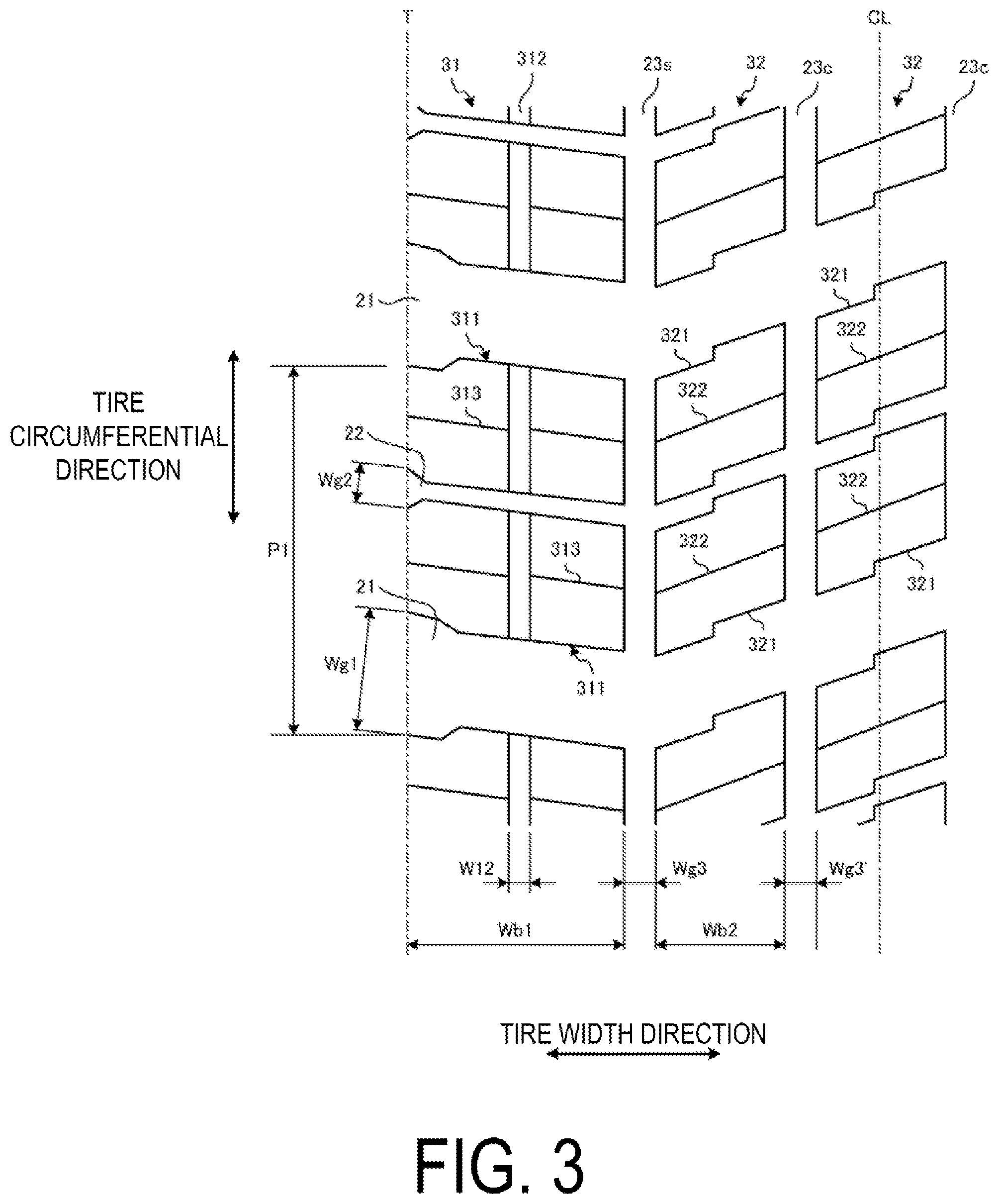 Patent US12319096 Figure 3 – Tire