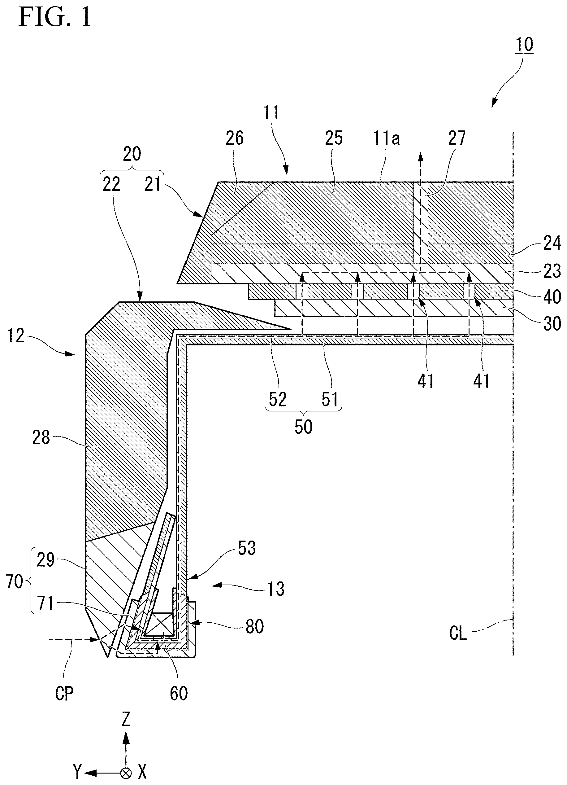 Patent US12319098 Figure 1 – Tire