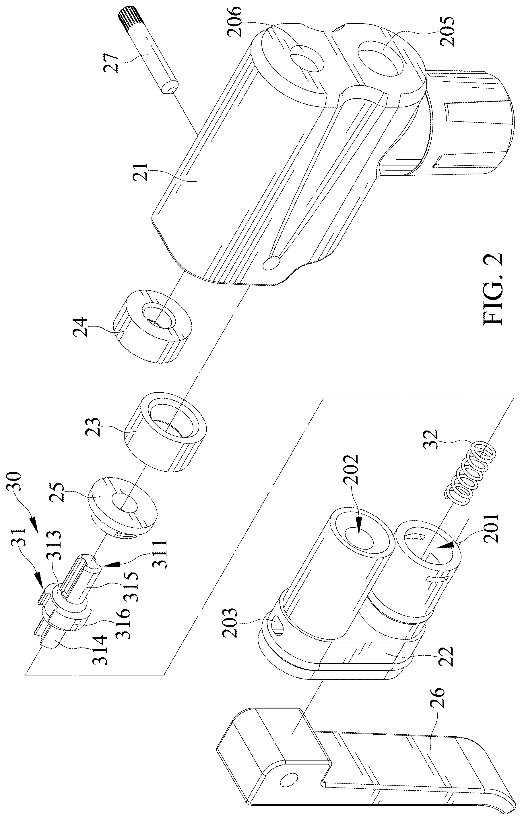 Patent US12319102 Figure 2 – Dual air valve connector for Schrader and Presta valves