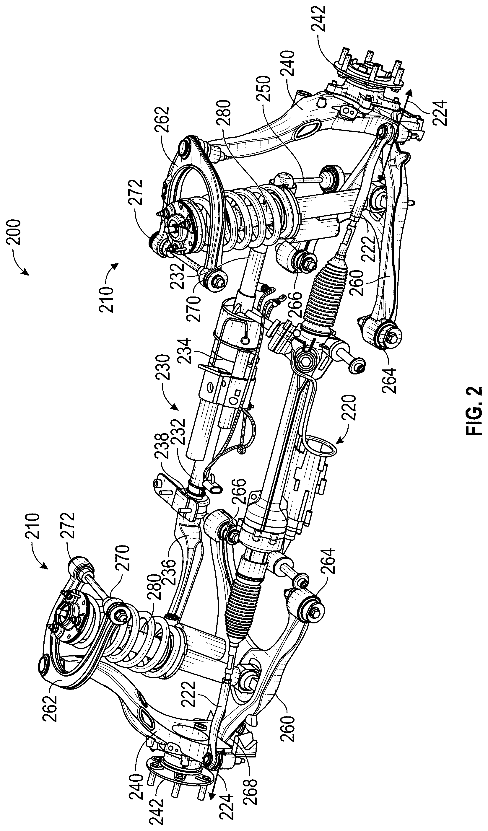 Patent US12319110 Figure 2 – ARB disconnect system with improved roll gradient and understeer characteristics