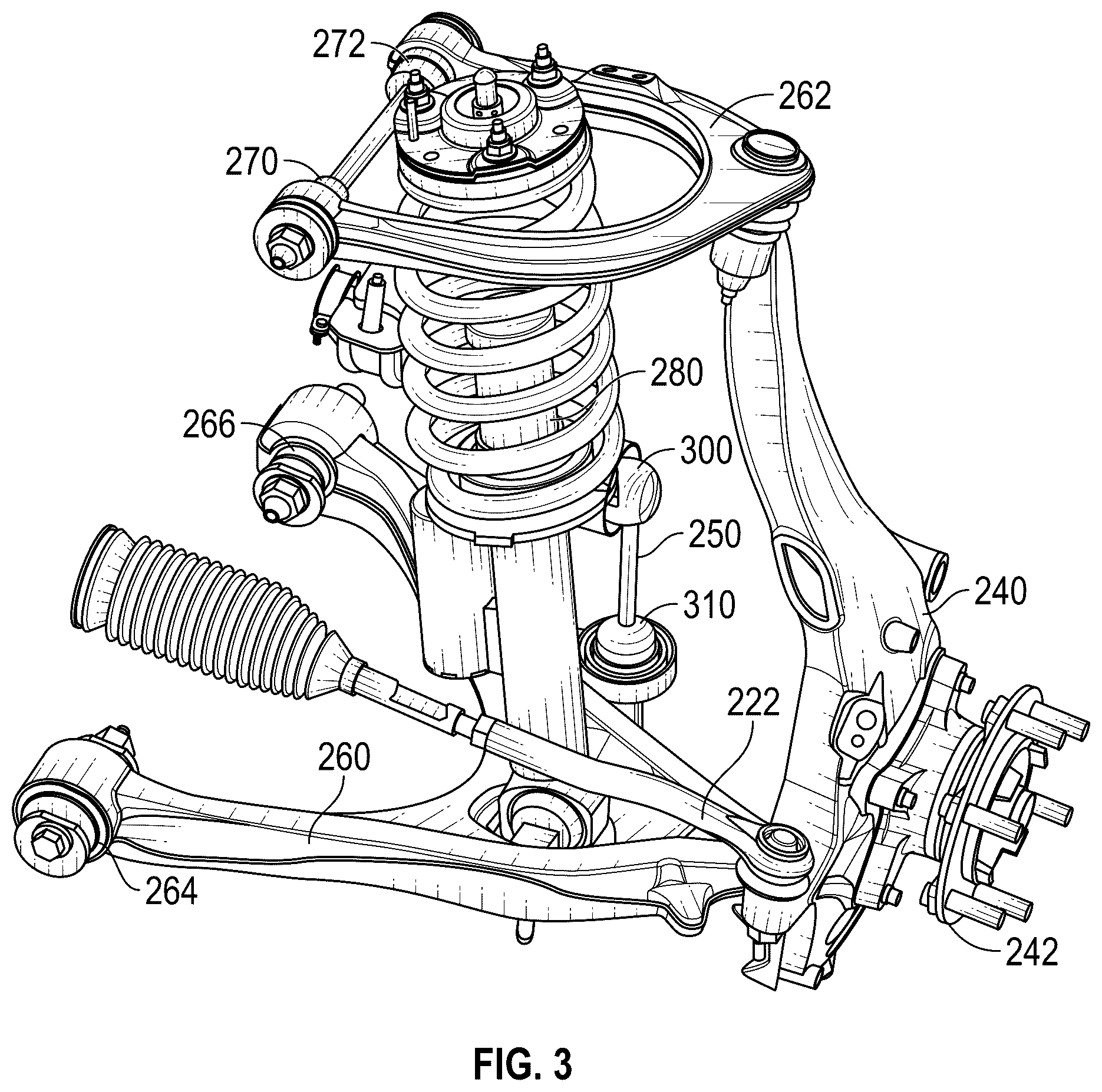 Patent US12319110 Figure 3 – ARB disconnect system with improved roll gradient and understeer characteristics