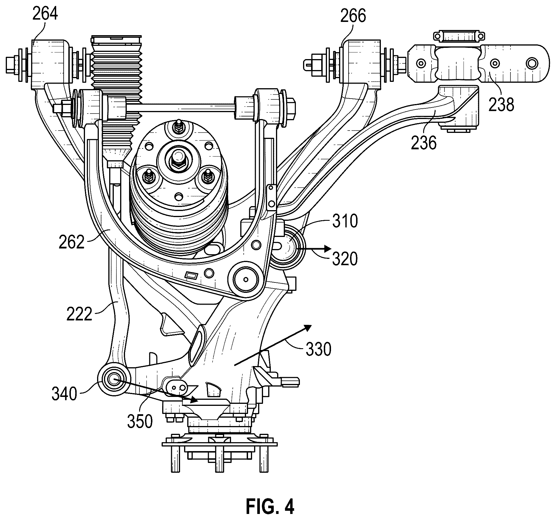 Patent US12319110 Figure 4 – ARB disconnect system with improved roll gradient and understeer characteristics