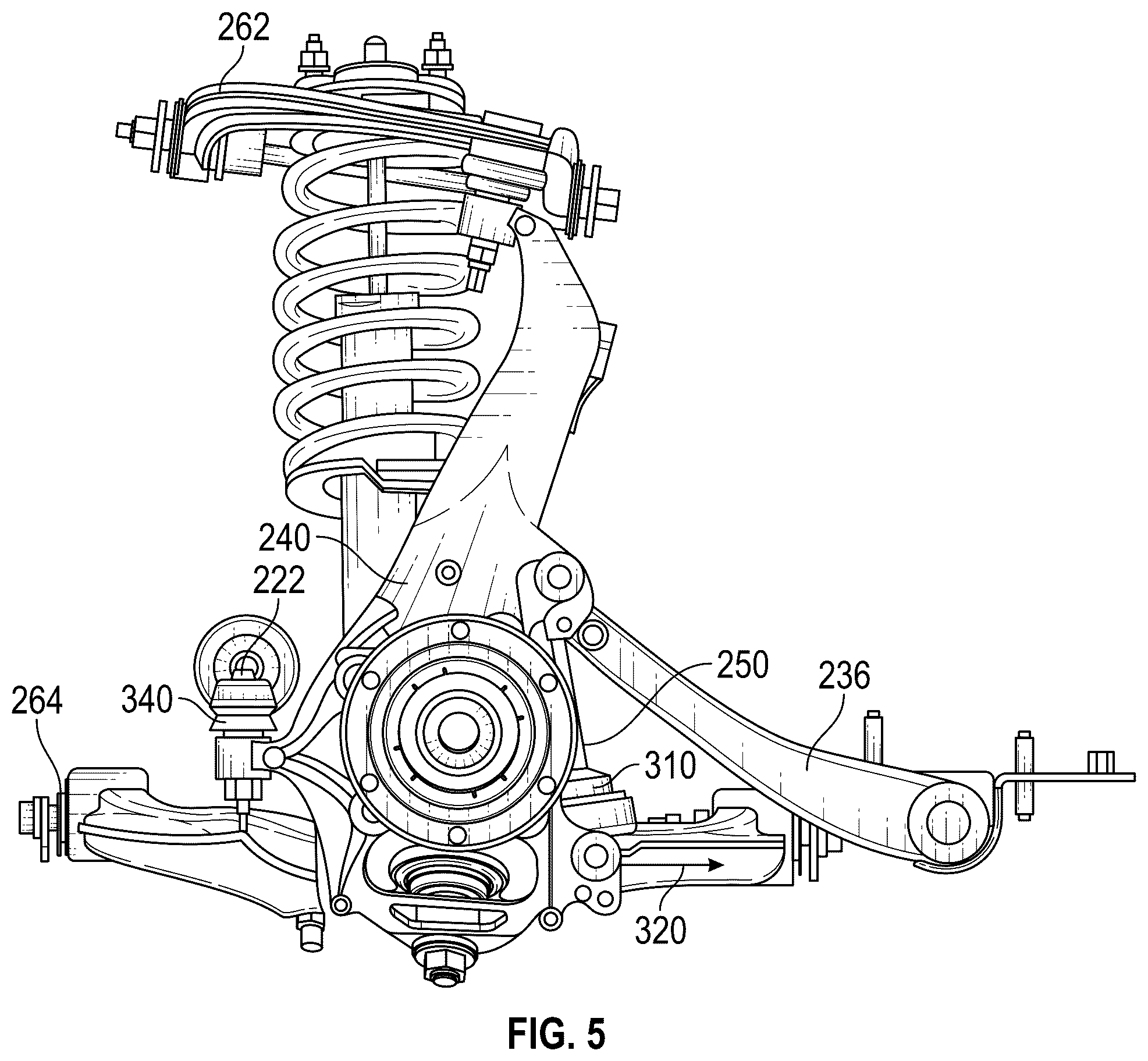 Patent US12319110 Figure 5 – ARB disconnect system with improved roll gradient and understeer characteristics