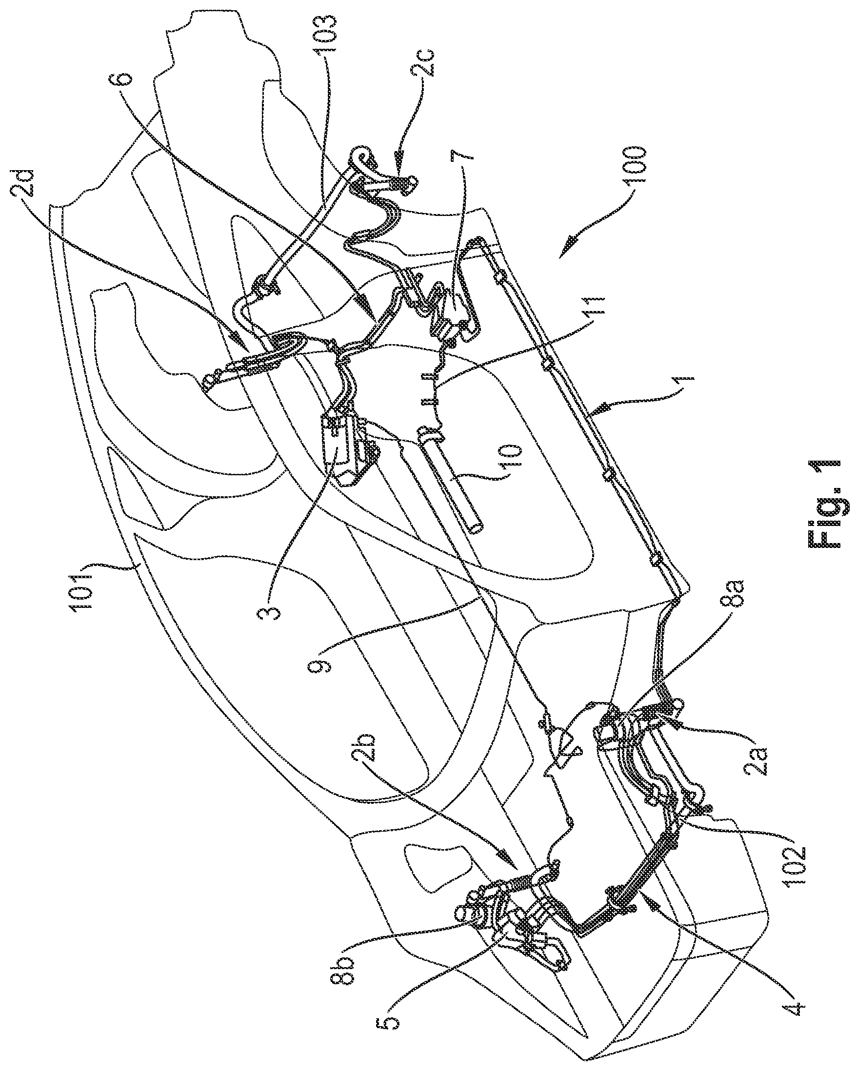 Patent US12319111 Figure 1 – Hydraulic system of an active chassis of a motor vehicle