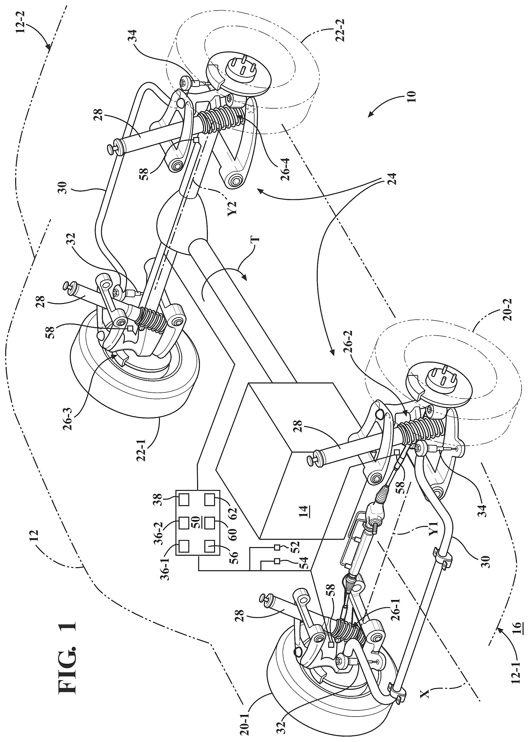 Patent US12319112 Figure 1 – Telescoping multi-section lockable link for a vehicle suspension stabilizer bar