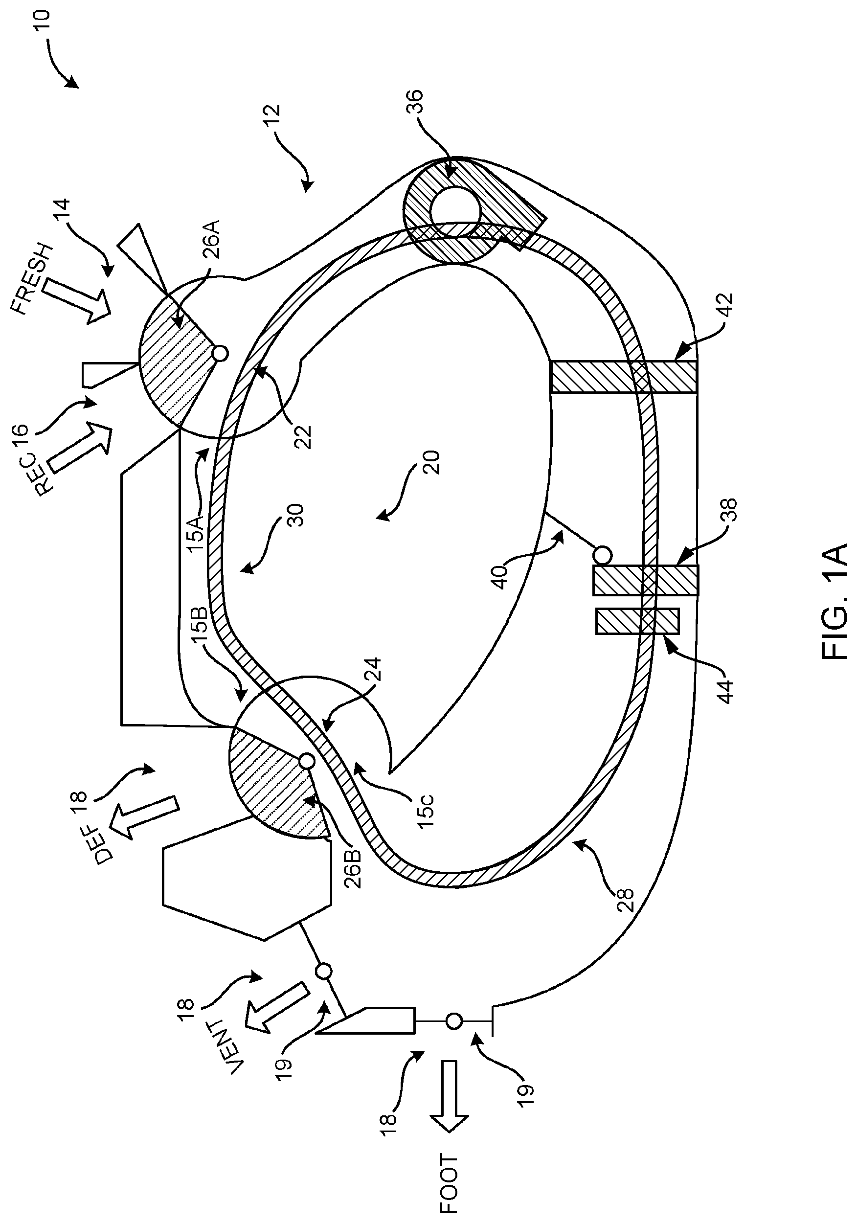 Patent US12319114 Figure 1 – Heating, ventilation, and air conditioning case with extractor port to ambient