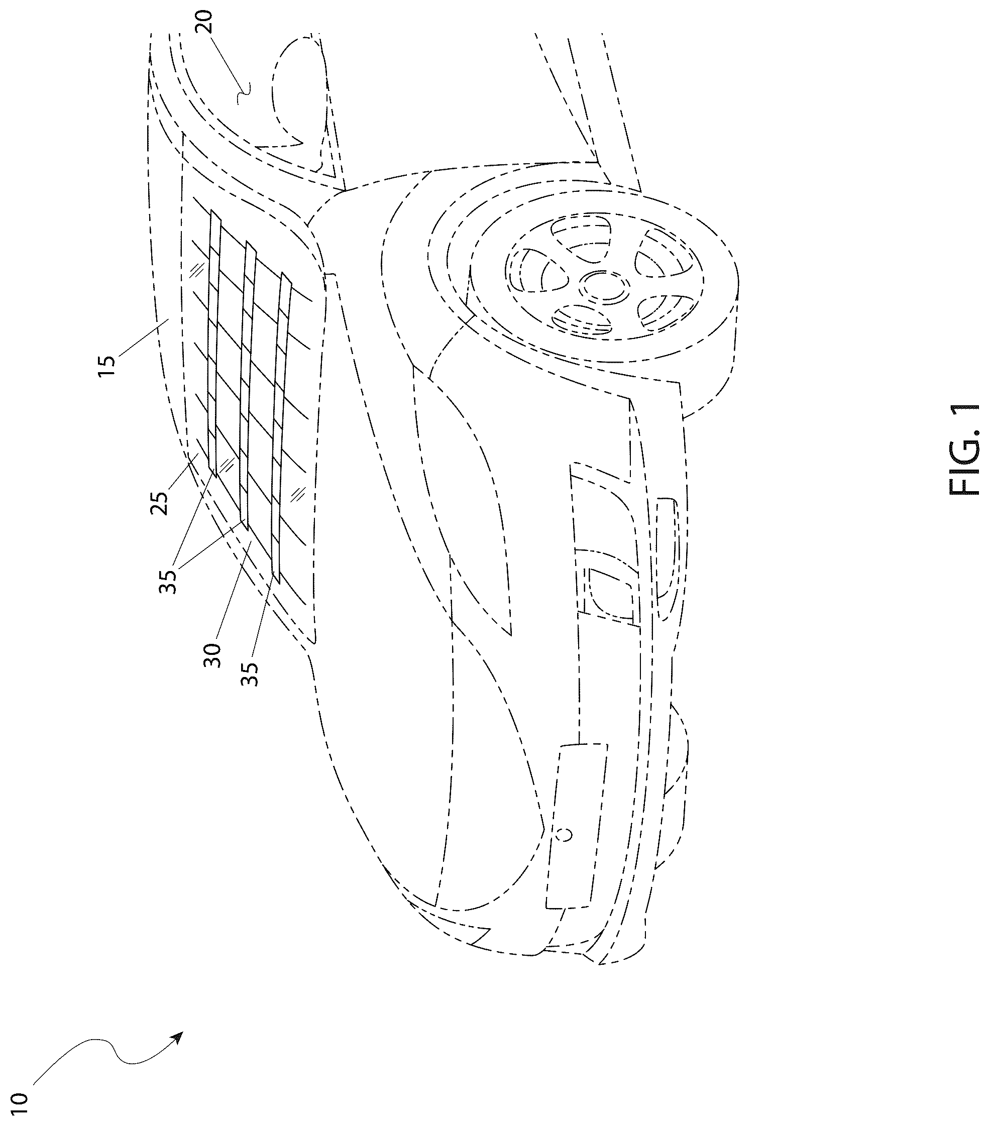 Patent US12319119 Figure 1 – Solar-powered vehicle interior temperature management system