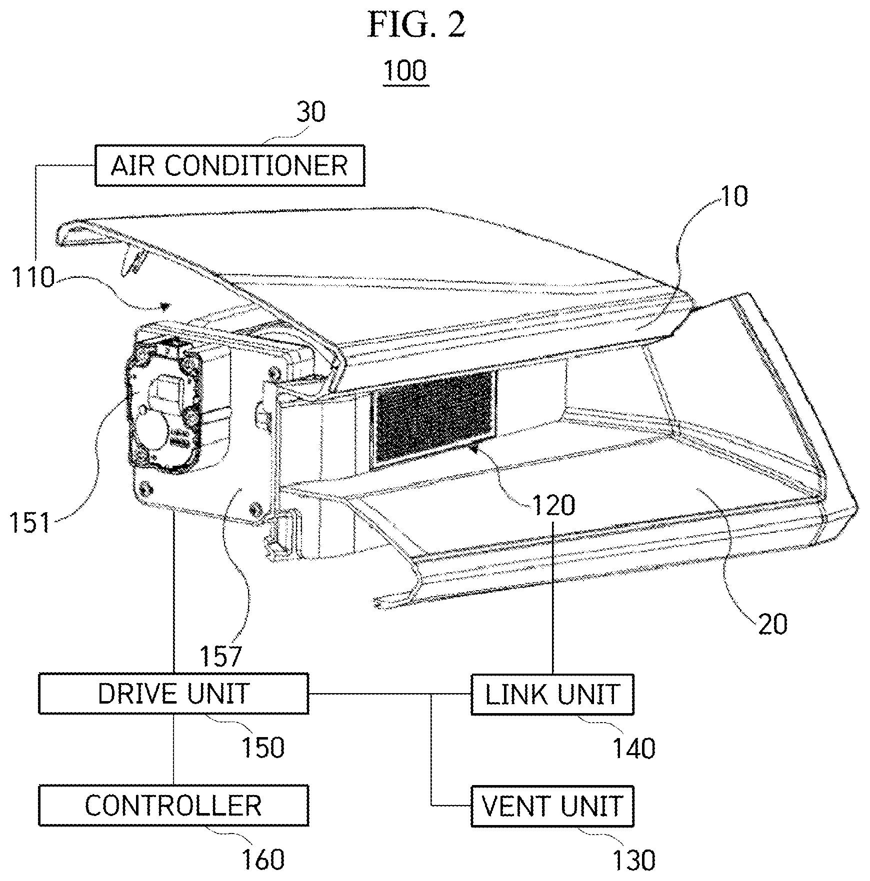 Patent US12319123 Figure 2 – System for controlling direct and indirect multifunctional air vents