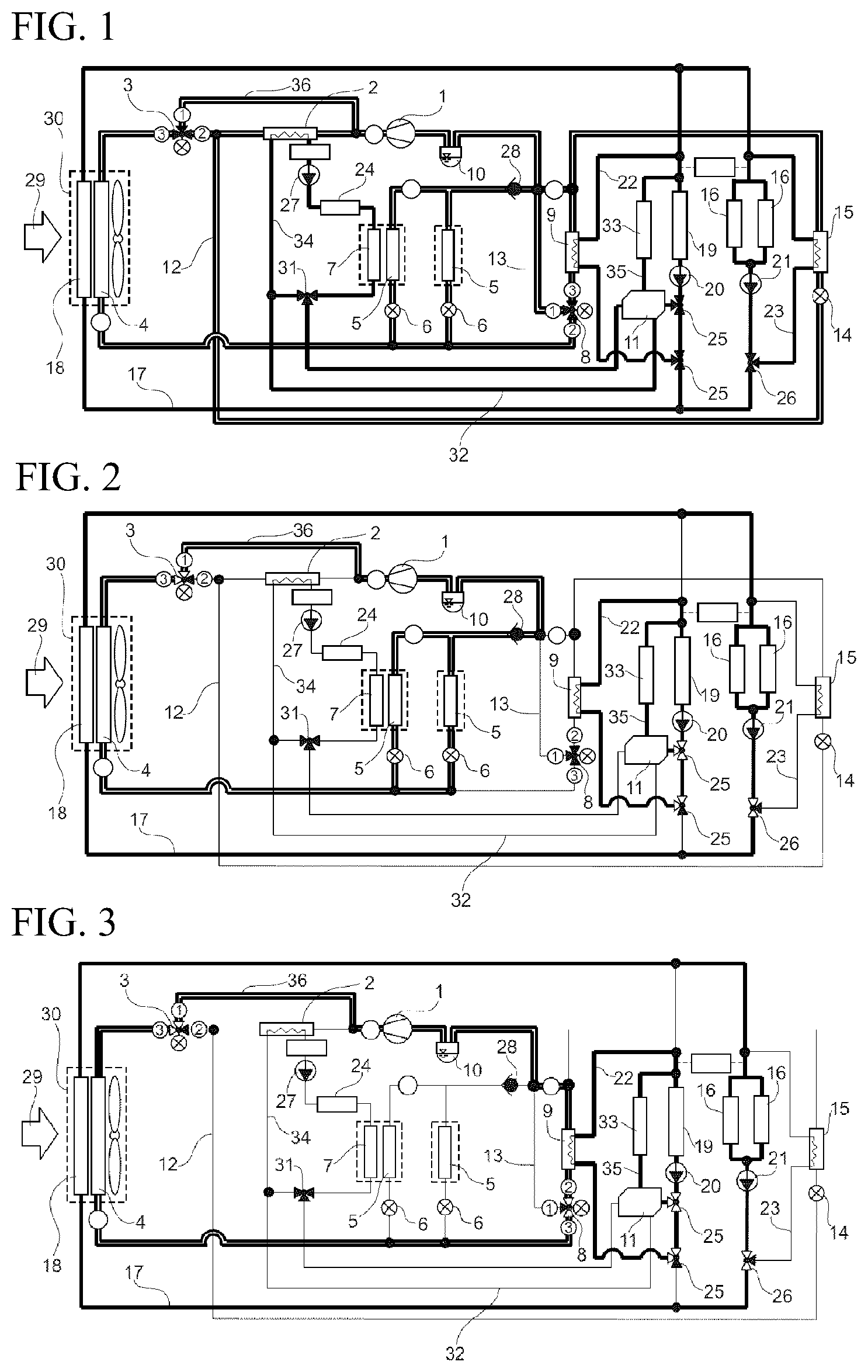Patent US12319127 Figure 1 – Heat pump arrangement with indirect battery heating for battery-operated motor vehicles and method of operating a heat pump arrangement