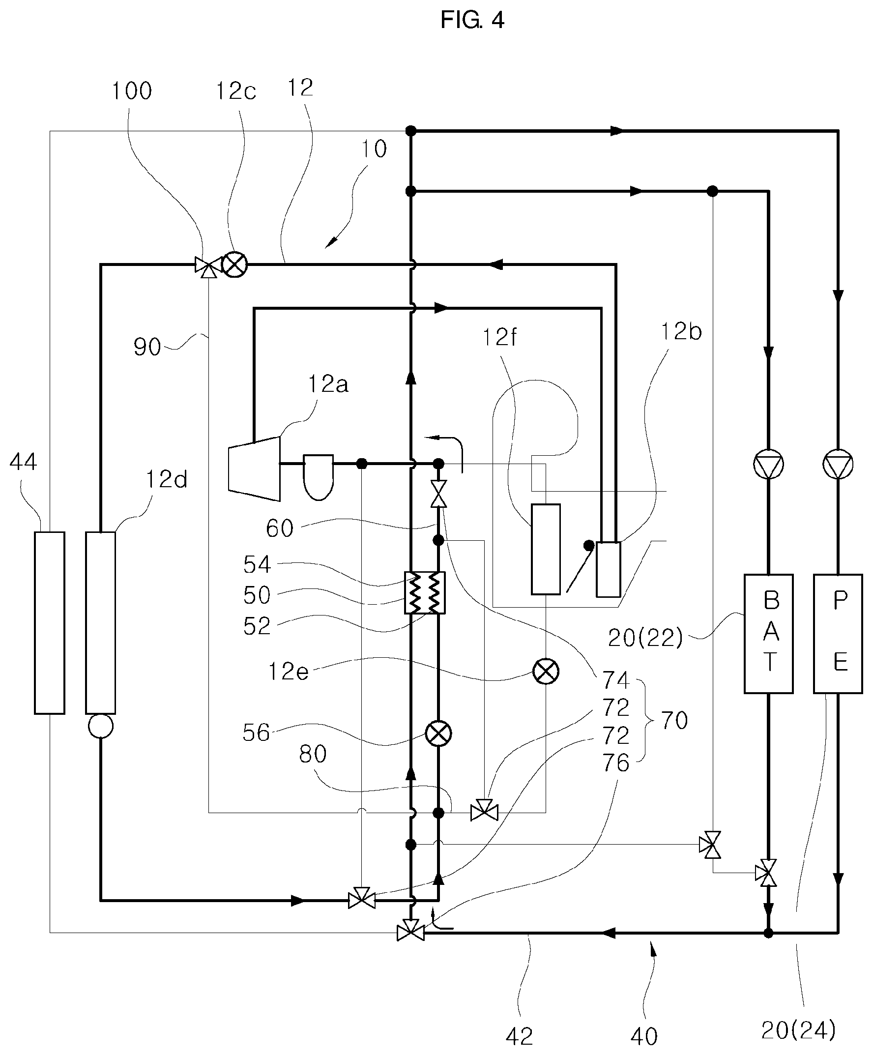 Patent US12319128 Figure 4 – Vehicular heat management system