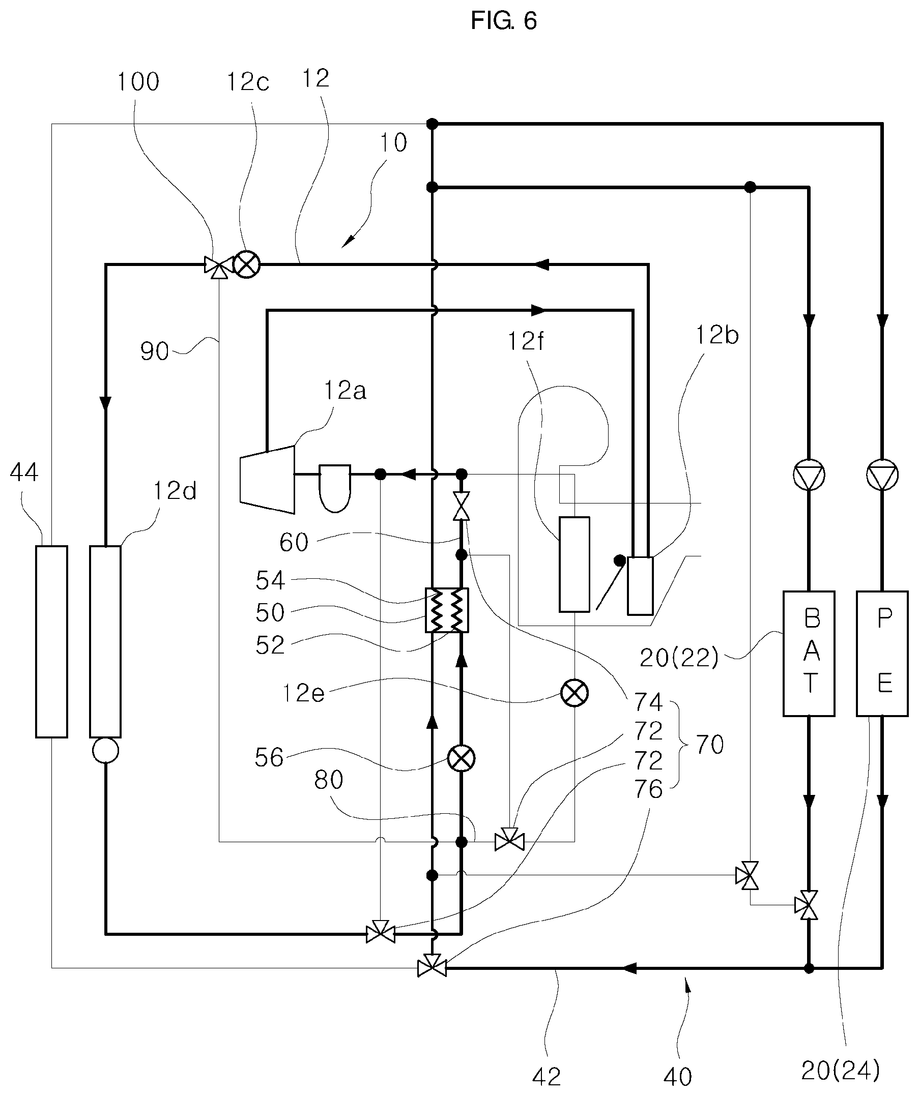 Patent US12319128 Figure 6 – Vehicular heat management system