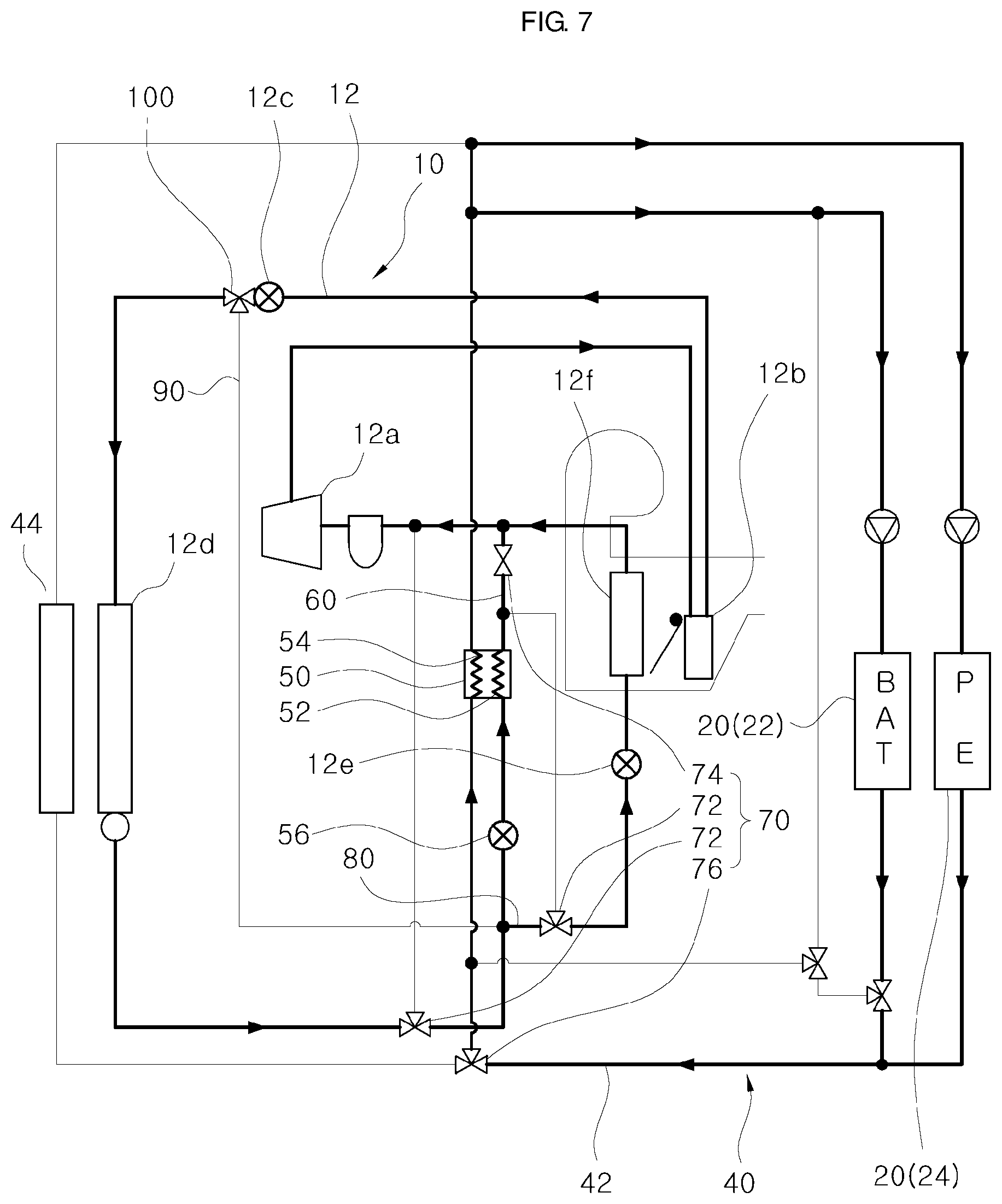 Patent US12319128 Figure 7 – Vehicular heat management system