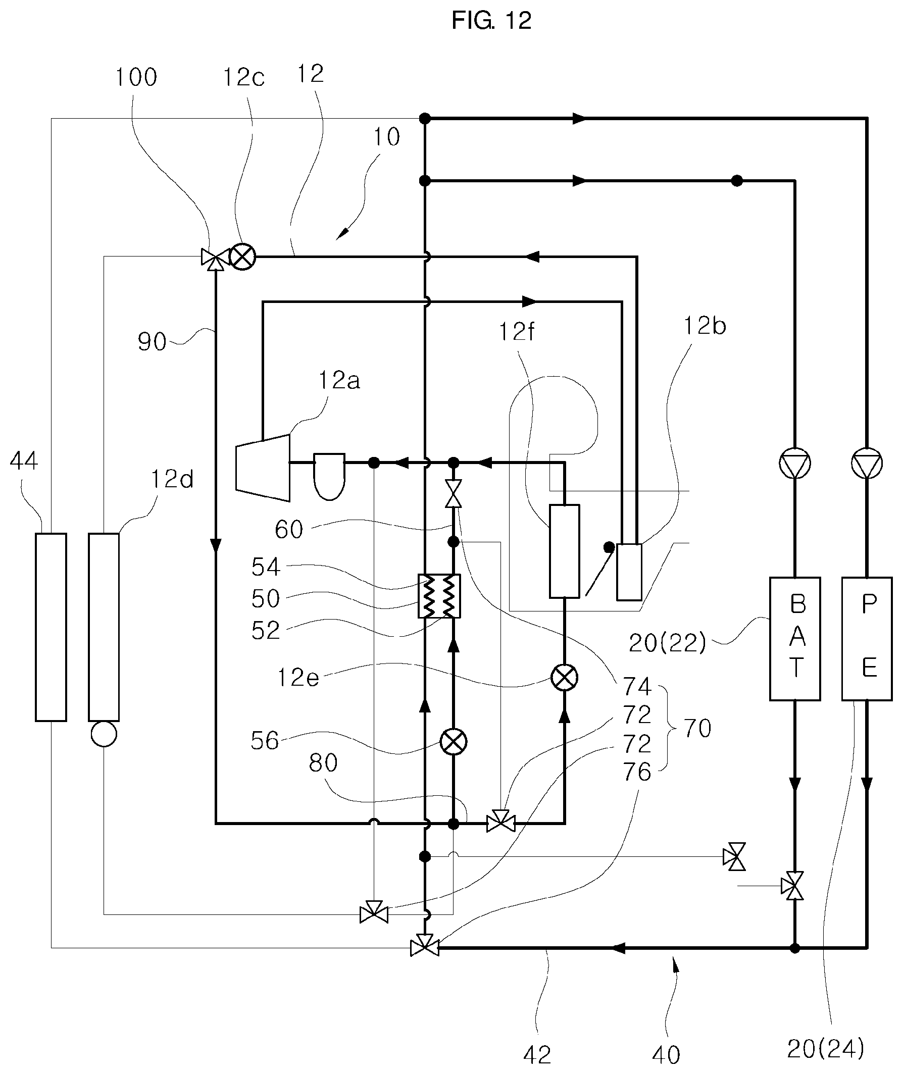 Patent US12319128 Figure 12 – Vehicular heat management system